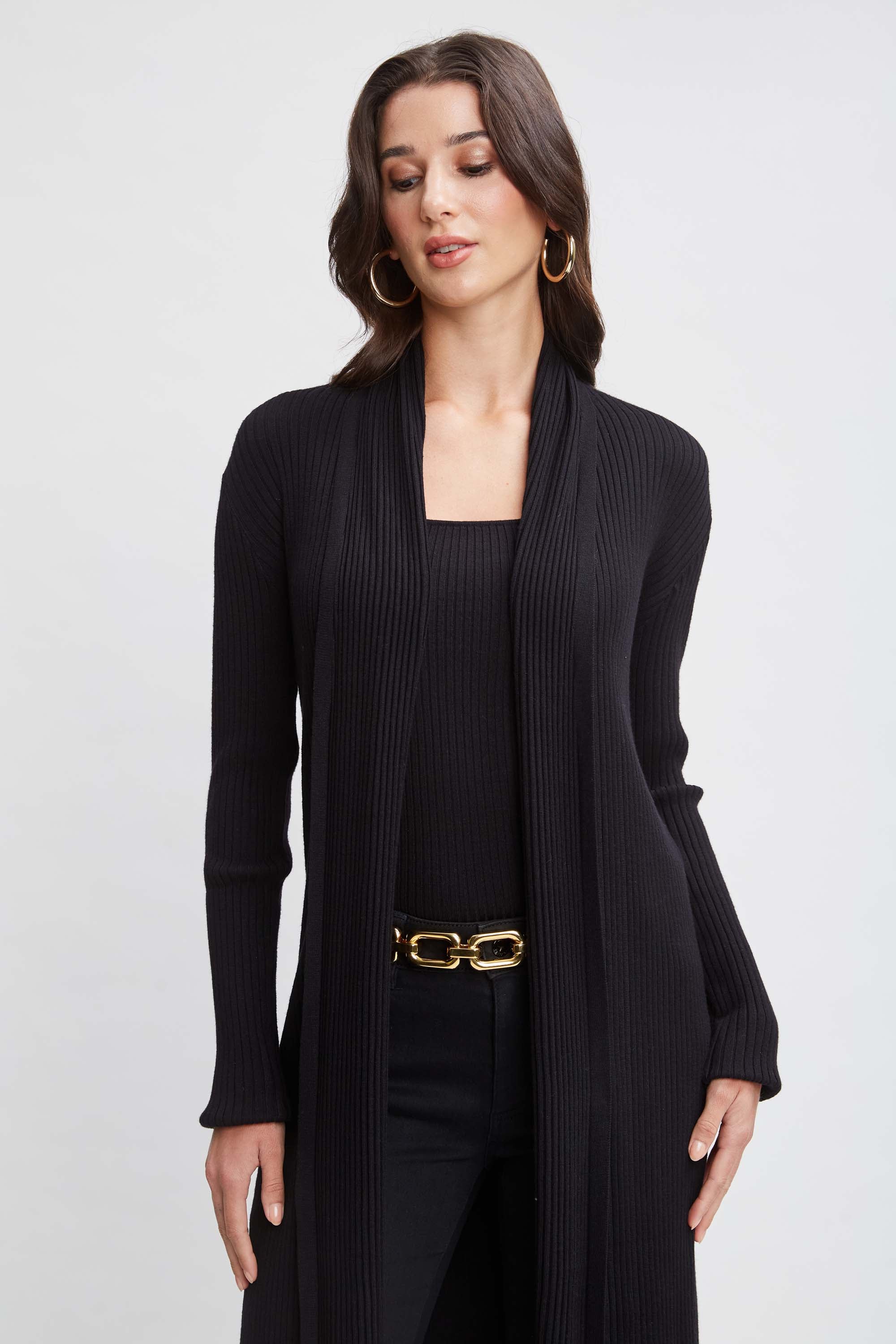 Tahari Women's Lightweight Knit Cardigan Sweater - Soft Open Front Long Sleeve Wrap Cover Up for Office, Travel & Casual Wear