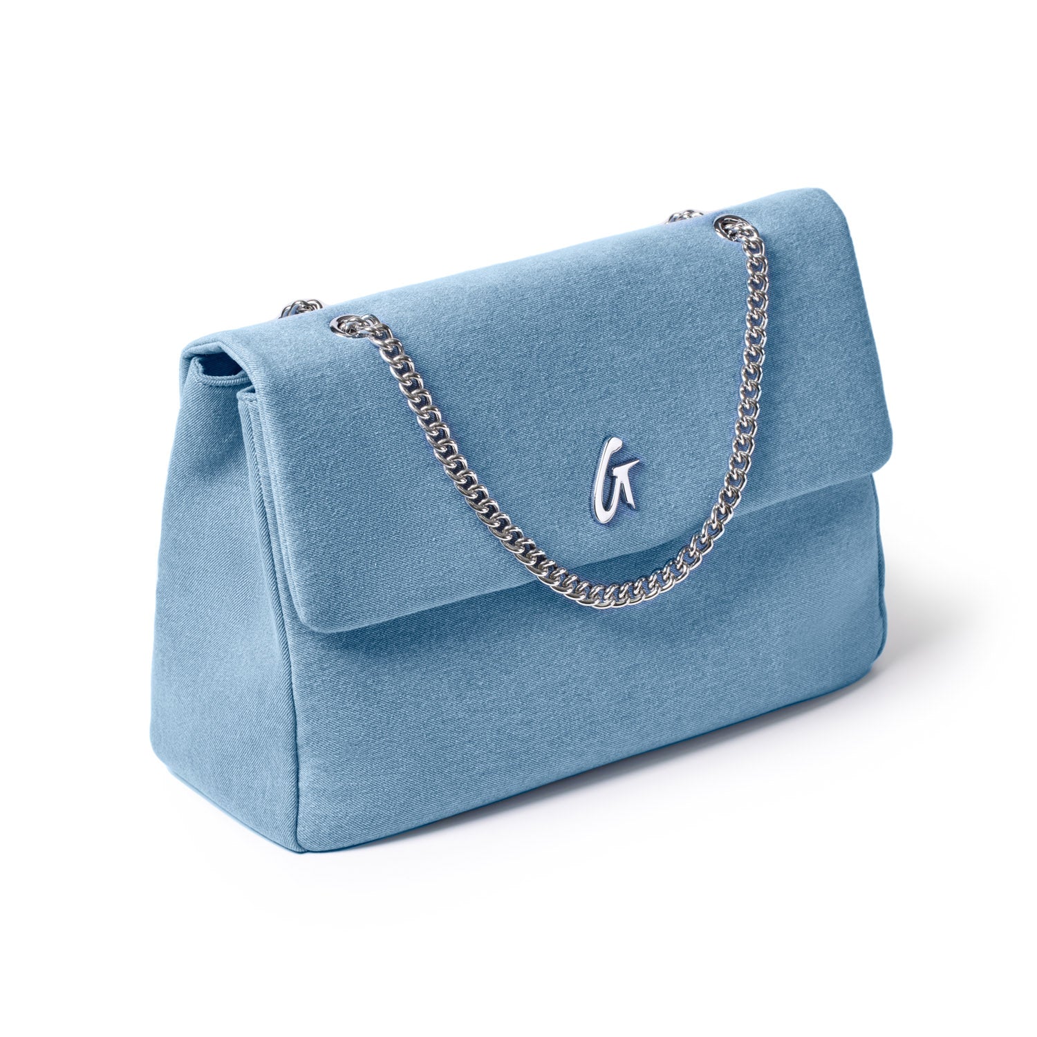 Large Denim Silver Flap Bag – Stylish Crossbody Purse for Women, Trendy Fashion Accessory for Everyday Use, Work, and Travel