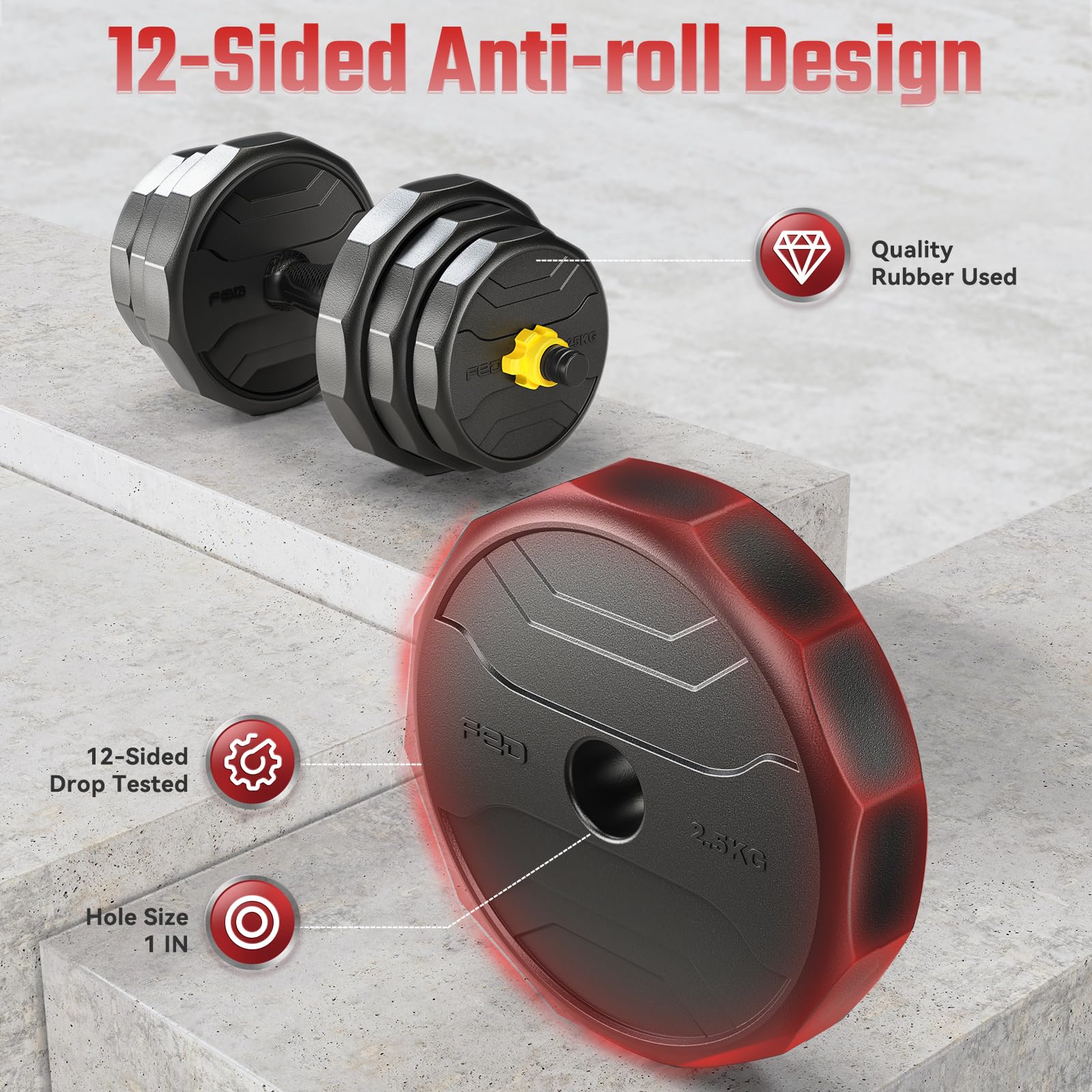 FEIERDUN Adjustable Dumbbells Set 40-88lbs, 4-in-1 Free Weights for Home Gym - Convertible to Barbell, Kettlebells & Push-Up Stand - Strength Training Equipment for Men & Women - Perfect for Weight Lifting, HIIT, CrossFit & Full-Body Workouts