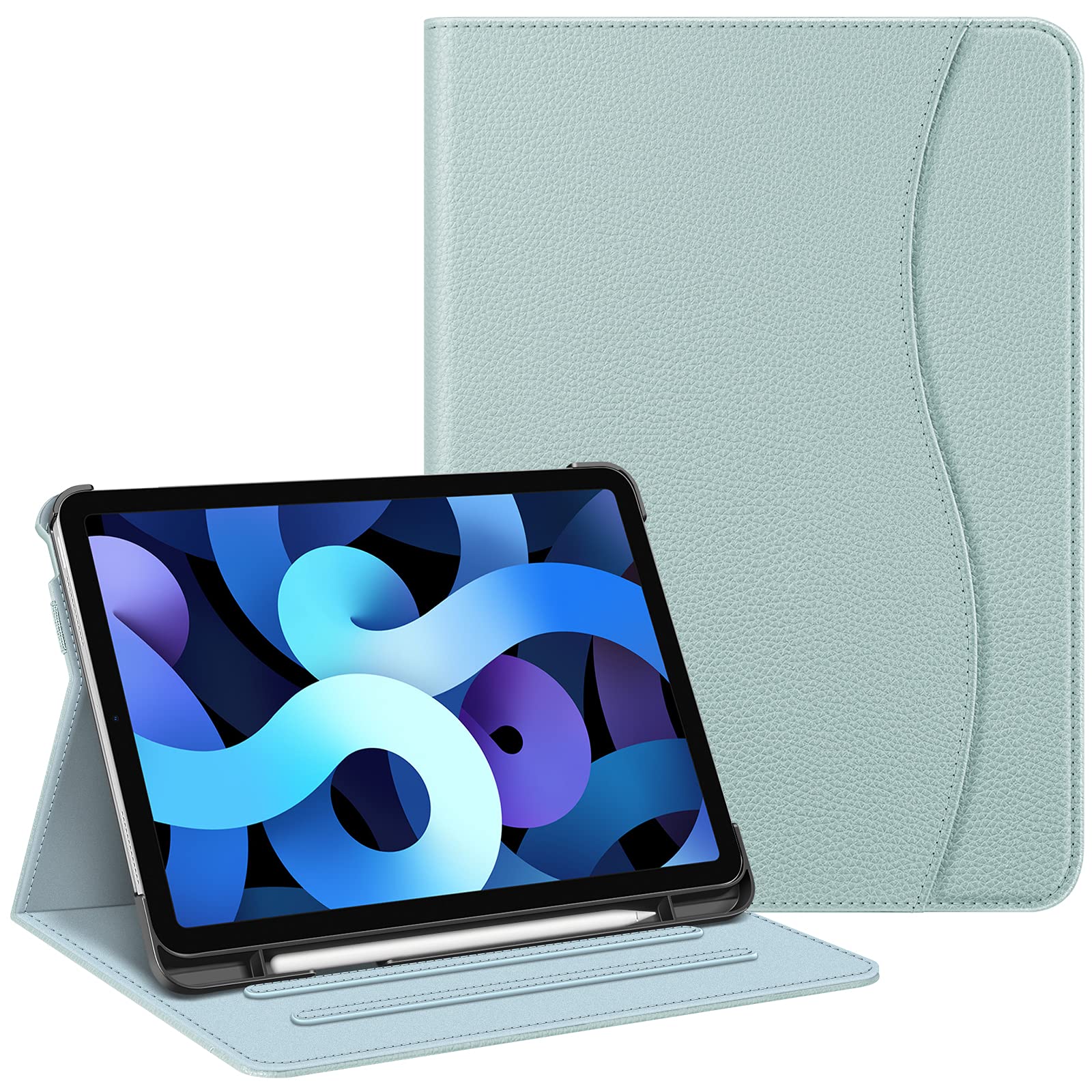 Fintie iPad Air 5th/4th Gen Case (10.9 Inch 2022/2020 Model) - Multi-Angle Stand Protective Cover with Apple Pencil Holder, Auto Sleep/Wake Feature, Frozen Blue - Perfect for Work, Study & Travel