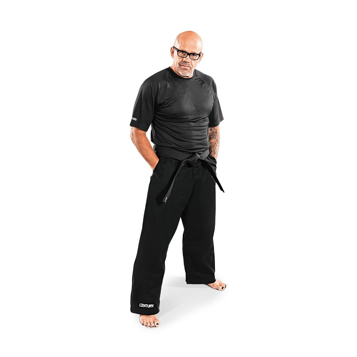 10 oz. Middleweight Brushed Cotton Elastic Waist Pants for Men - Soft & Comfortable Casual Lounge Pants in Black - Perfect for Home, Yoga, and Relaxation