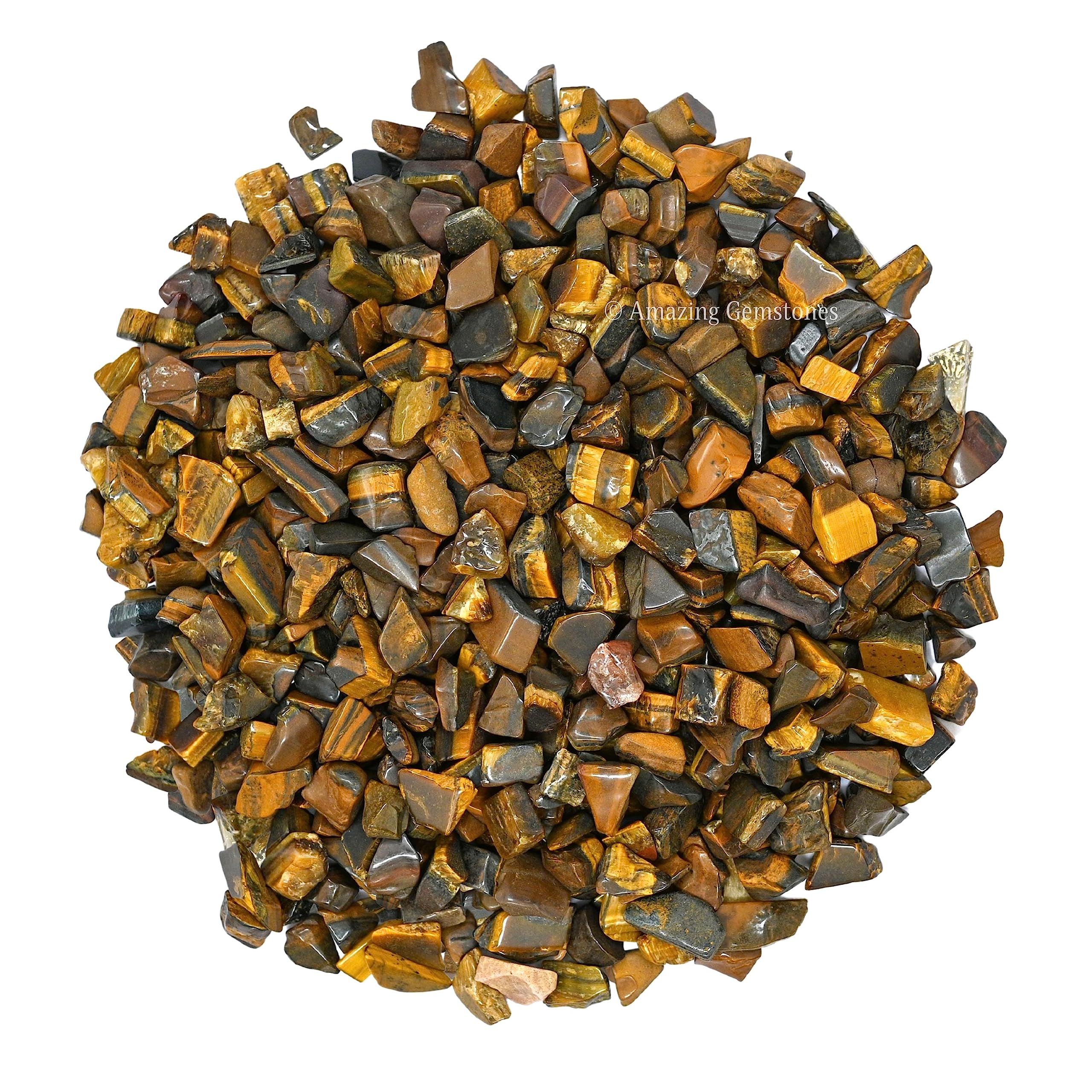 Natural AAA Grade Tiger Eye & Carnelian Crystal Chips - 1000+ Carat Bulk Aquarium Gravel, Small Tumbled Stone Chips for Fish Tank Decoration, Tiny Gemstones for Home & Office Feng Shui, Jewelry Making & Vase Filler