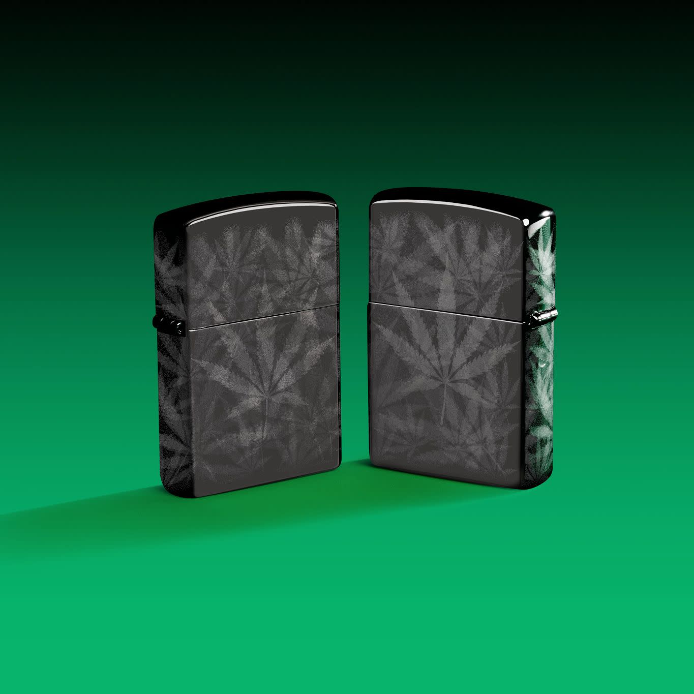 Premium 360 High Polish Black Cannabis Design Photo Image - Perfect for Weed Lovers, Stoner Gifts & Cannabis Decor