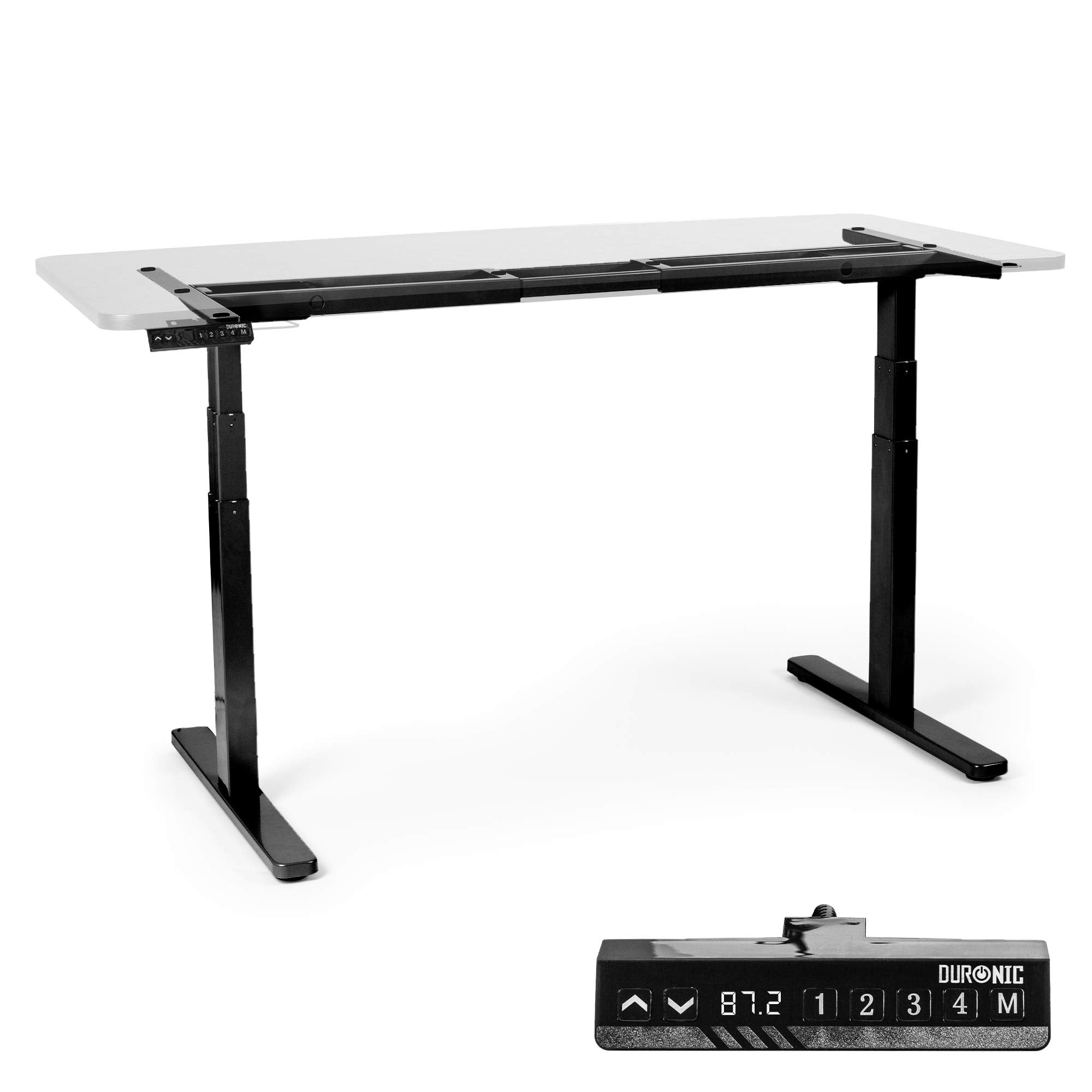 Duronic TM23BK Electric Standing Desk Frame - Height Adjustable 60-125cm, Dual Motor, 3-Stage, Memory Function | Ergonomic Sit Stand Workstation (Black) | Perfect for Home Office, Gaming Setup & Workspace Productivity
