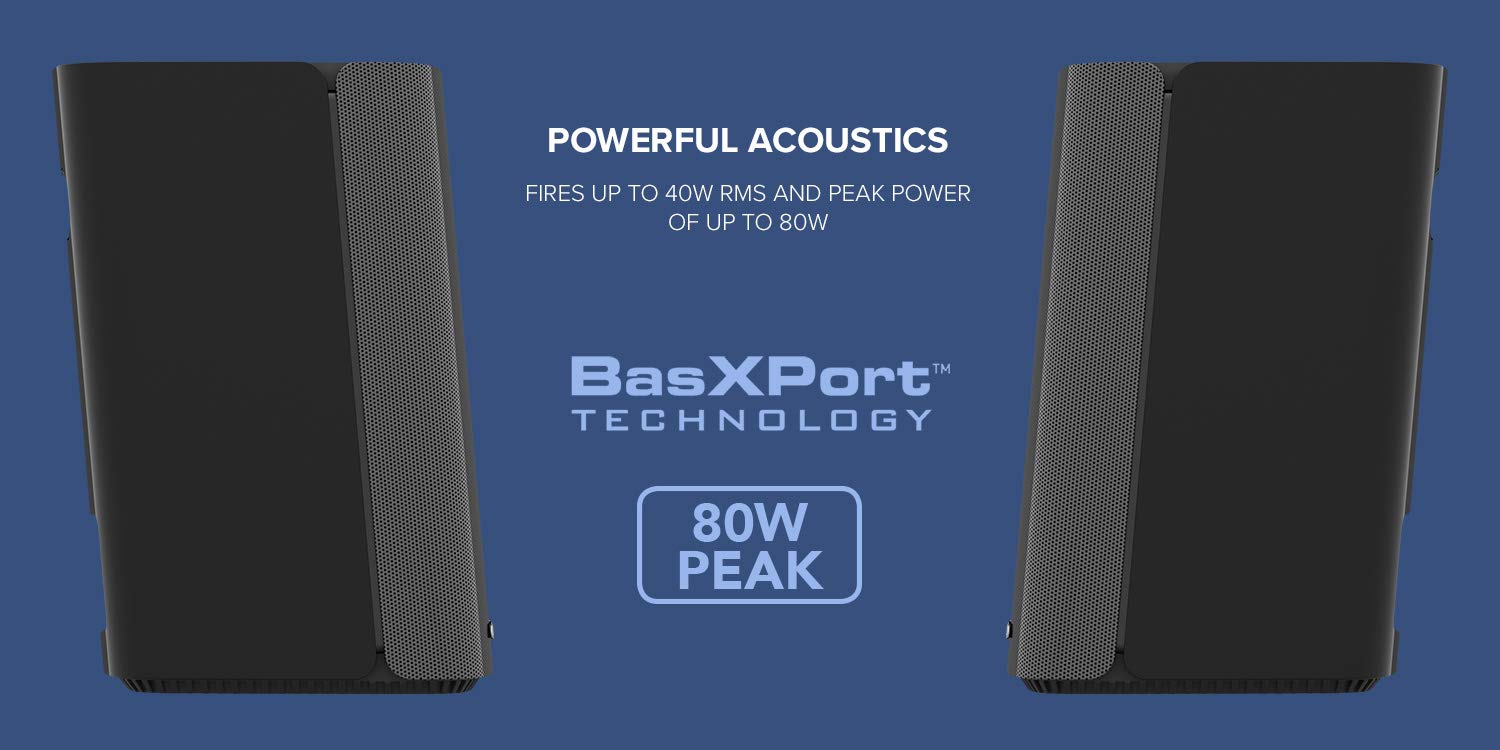 CREATIVE T100 2.0 Compact Hi-Fi Desktop Speakers - 80W Peak Power, Bluetooth 5.0, Optical/AUX Input, Bass Control - Crystal Clear Audio for PC, Laptop, Gaming & Home Office (Black)