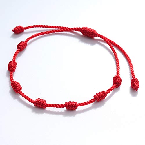 Handmade 7 Knots Red String Bracelet - Lucky Charm for Success, Prosperity & Protection | Bling Friendship Jewelry for Women, Men, Couples & Teens | Perfect for Gifts, Daily Wear & Spiritual Blessings