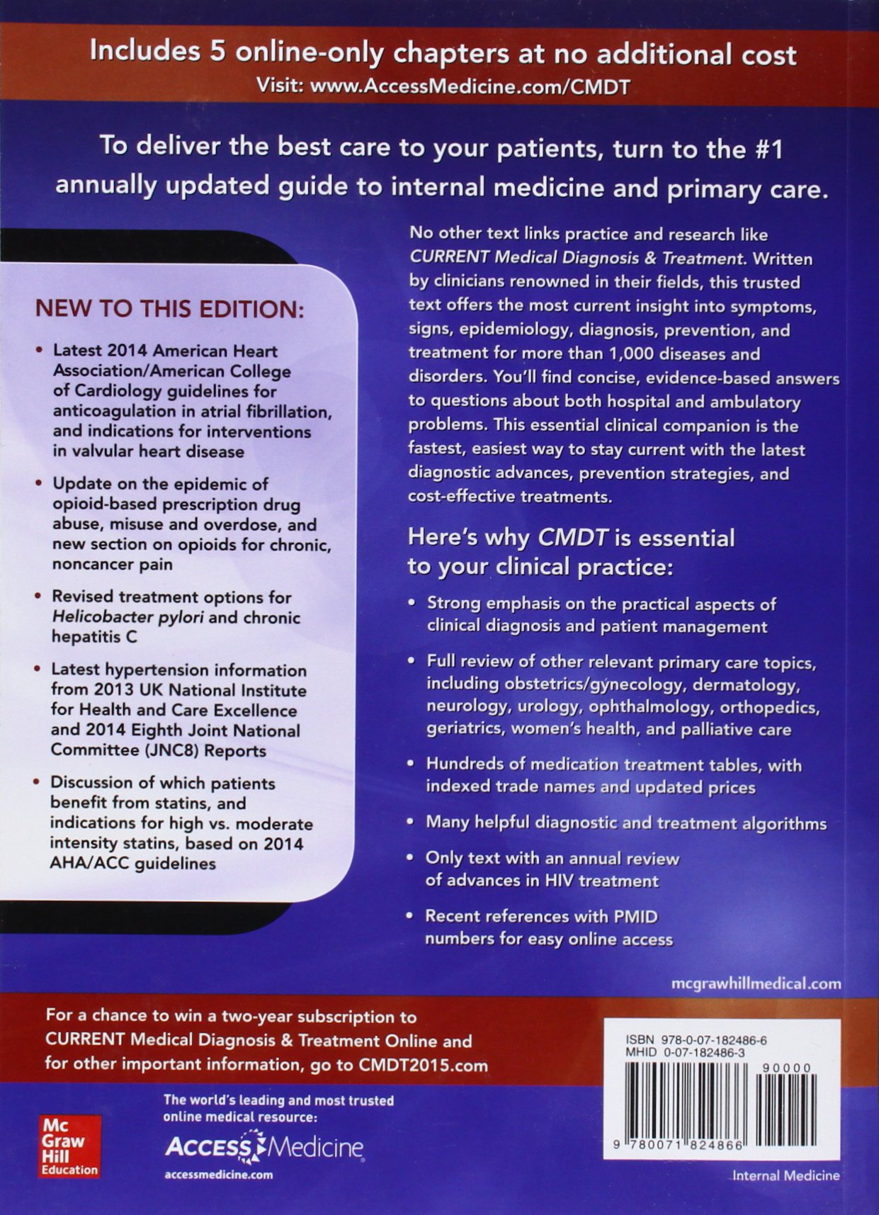 Current Medical Diagnosis and Treatment 2015 (Lange Medical Book) - Essential Guide for Healthcare Professionals & Medical Students