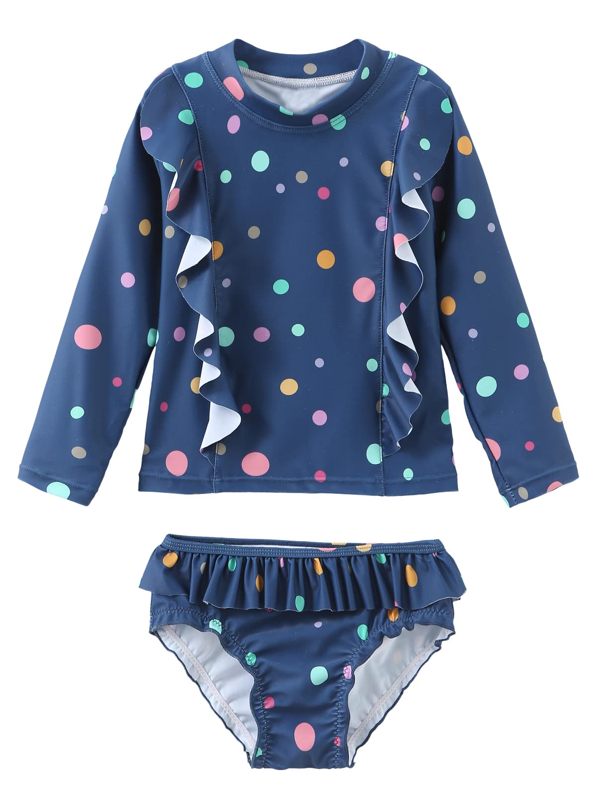 **Girls' Long Sleeve Rash Guard & Swim Shorts Set – UPF 50+ Sun Protection Swimwear for Toddlers & Kids – Beach, Pool & Outdoor Water Play**