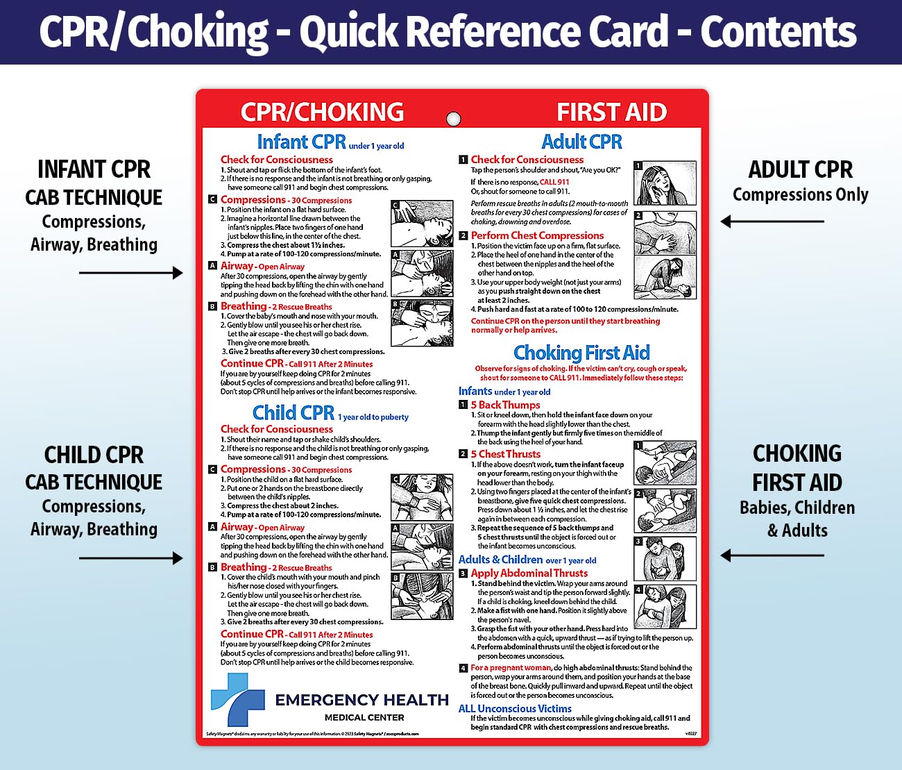 100-Pack CPR & Choking First Aid Refrigerator Magnets - Custom Logo Safety Magnets for Offices, Schools & Homes - Emergency Preparedness Gift for Workplace Safety & Family Protection
