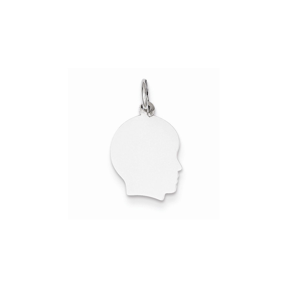14K White Gold Small 0.09ct Diamond Right-Facing Engravable Boy Charm Pendant - Perfect for Baby Keepsakes, Christening Gifts & Personalized Jewelry
