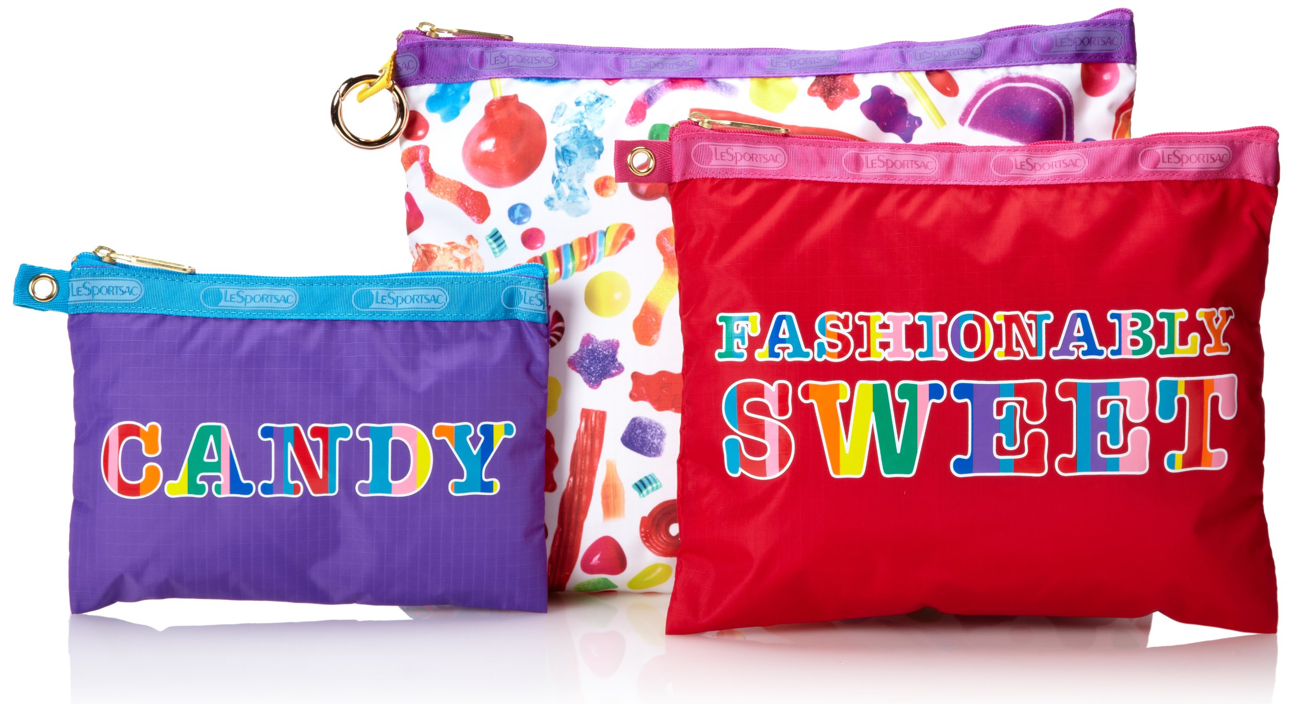 LeSportsac Candy Trio Set - 3-Piece Cosmetic Bag Set for Travel, Gym & Daily Use | Waterproof Makeup Pouch Organizer for Toiletries, Jewelry & Essentials
