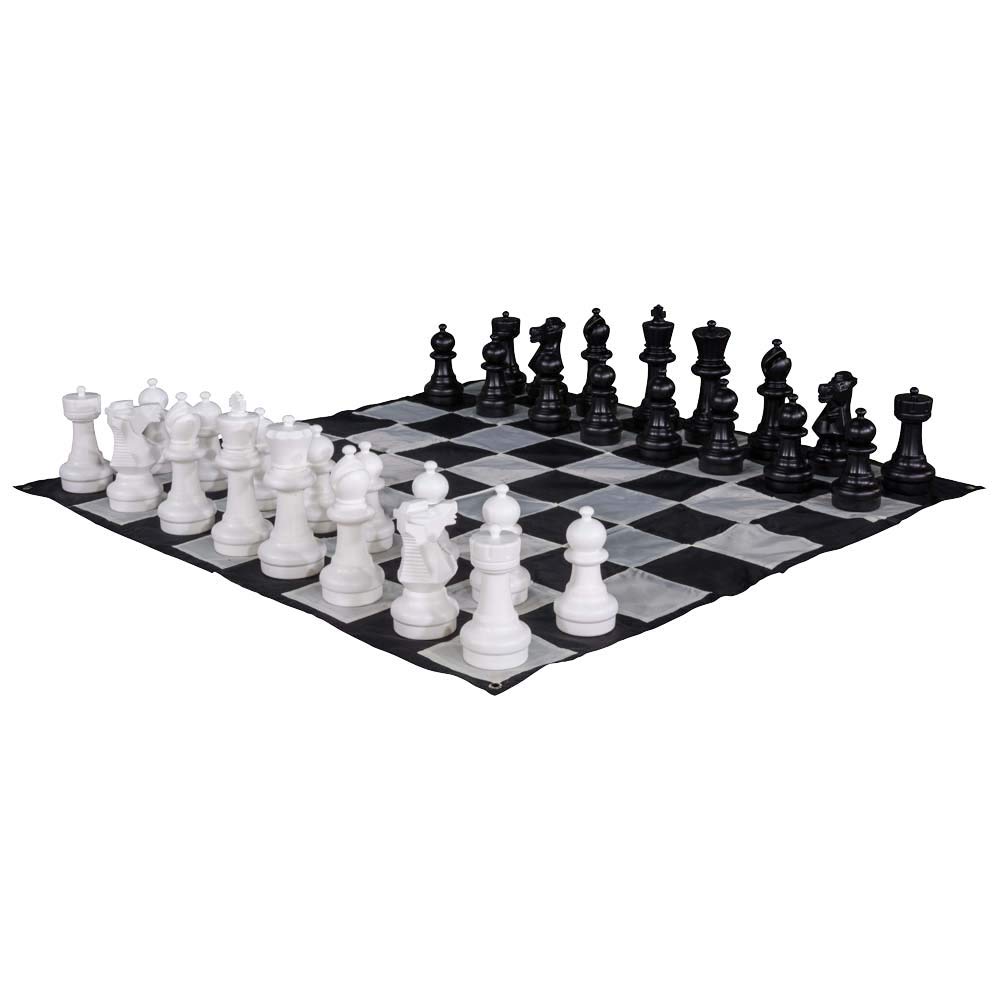 12 Inch MegaChess Giant Plastic Chess Set with Nylon Mat - Outdoor & Indoor Family Game Night, Party, Picnic, Beach, Camping Fun