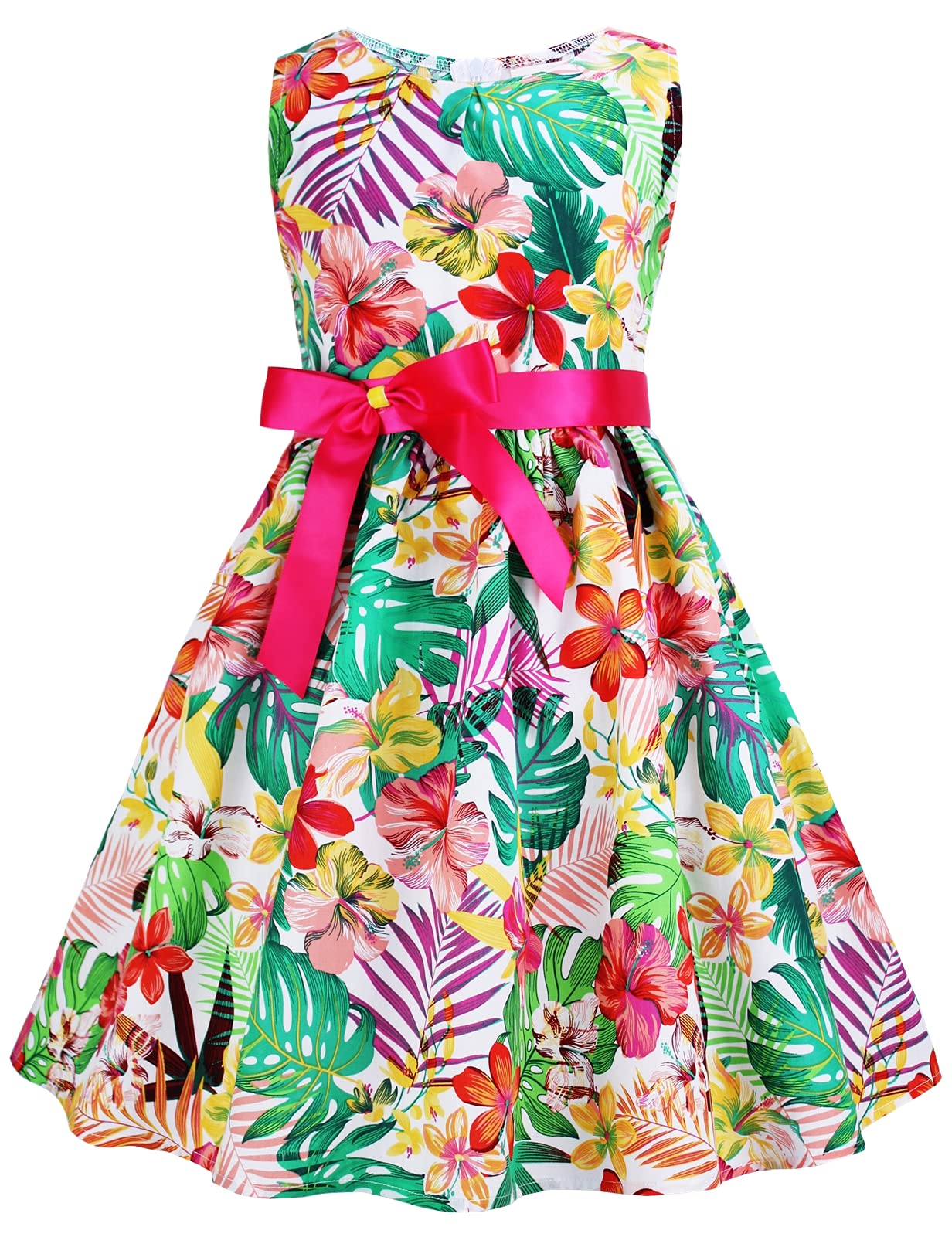 Floral Cotton Girls Summer Dresses - Cute & Comfortable Toddler Dresses for Outdoor Play, Birthday Parties & Family Photos