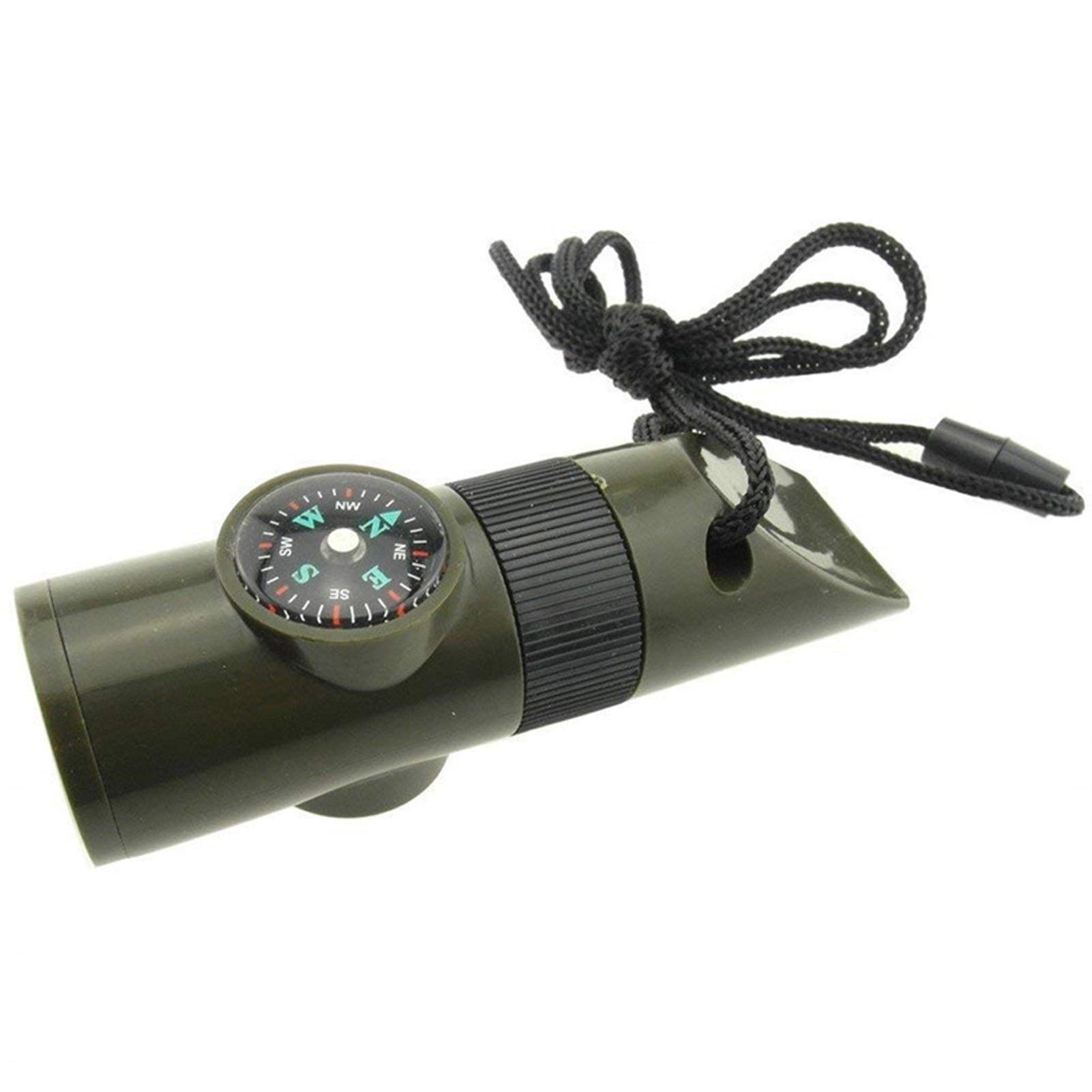 7-in-1 Emergency Survival Whistle with Compass, Flashlight, Thermometer & Magnifier - Multifunctional Outdoor Tool for Camping, Hiking, Backpacking & Emergency Preparedness Kits