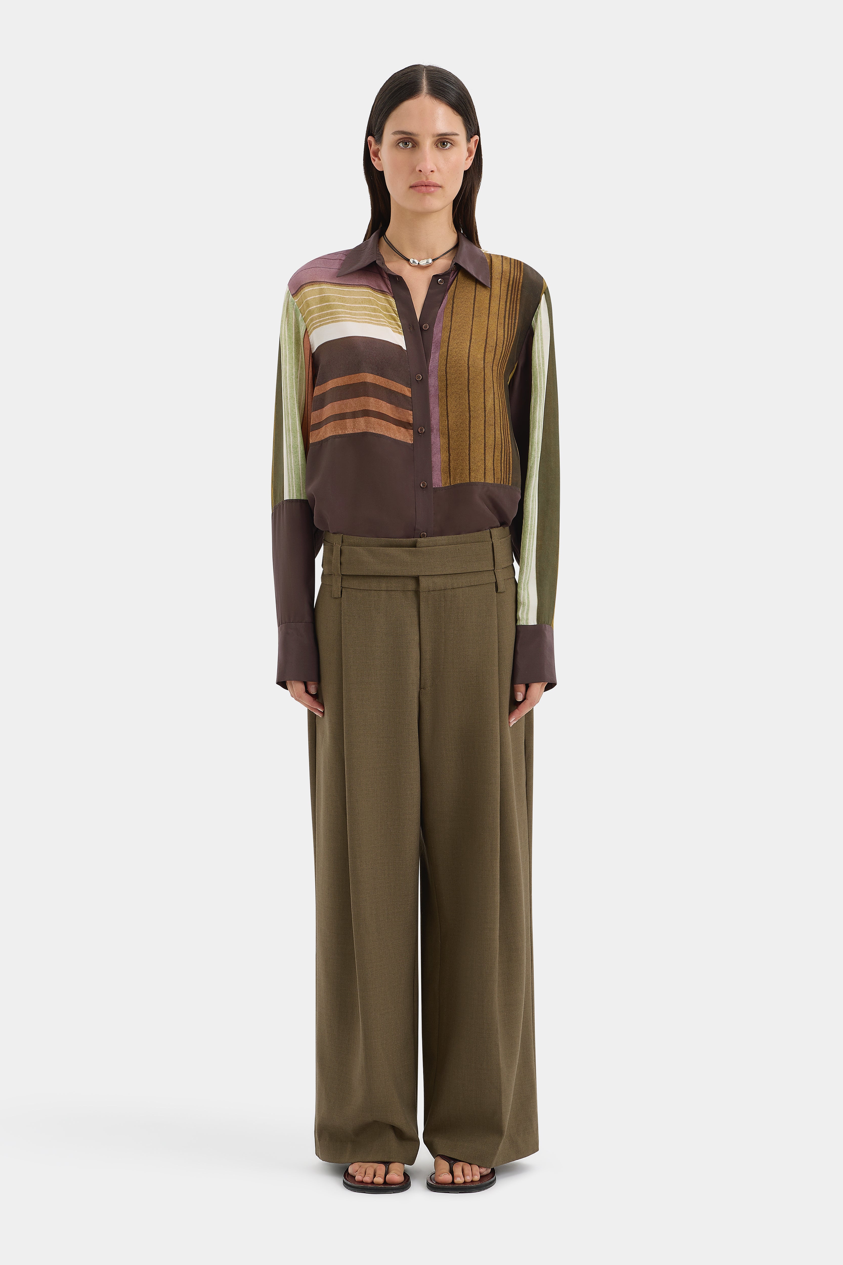 Simonetta Splice Shirt - Women's Fashion Blouse with Unique Spliced Design | Perfect for Office Wear, Date Night & Casual Outfits
