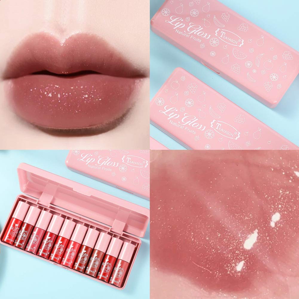 10 Pc Shimmery Lip Gloss Set for Women - Long Lasting Matte Nude Liquid Lipstick Kit, Waterproof Lip Makeup with High Pigmentation - Perfect for Daily Wear, Parties and Special Occasions
