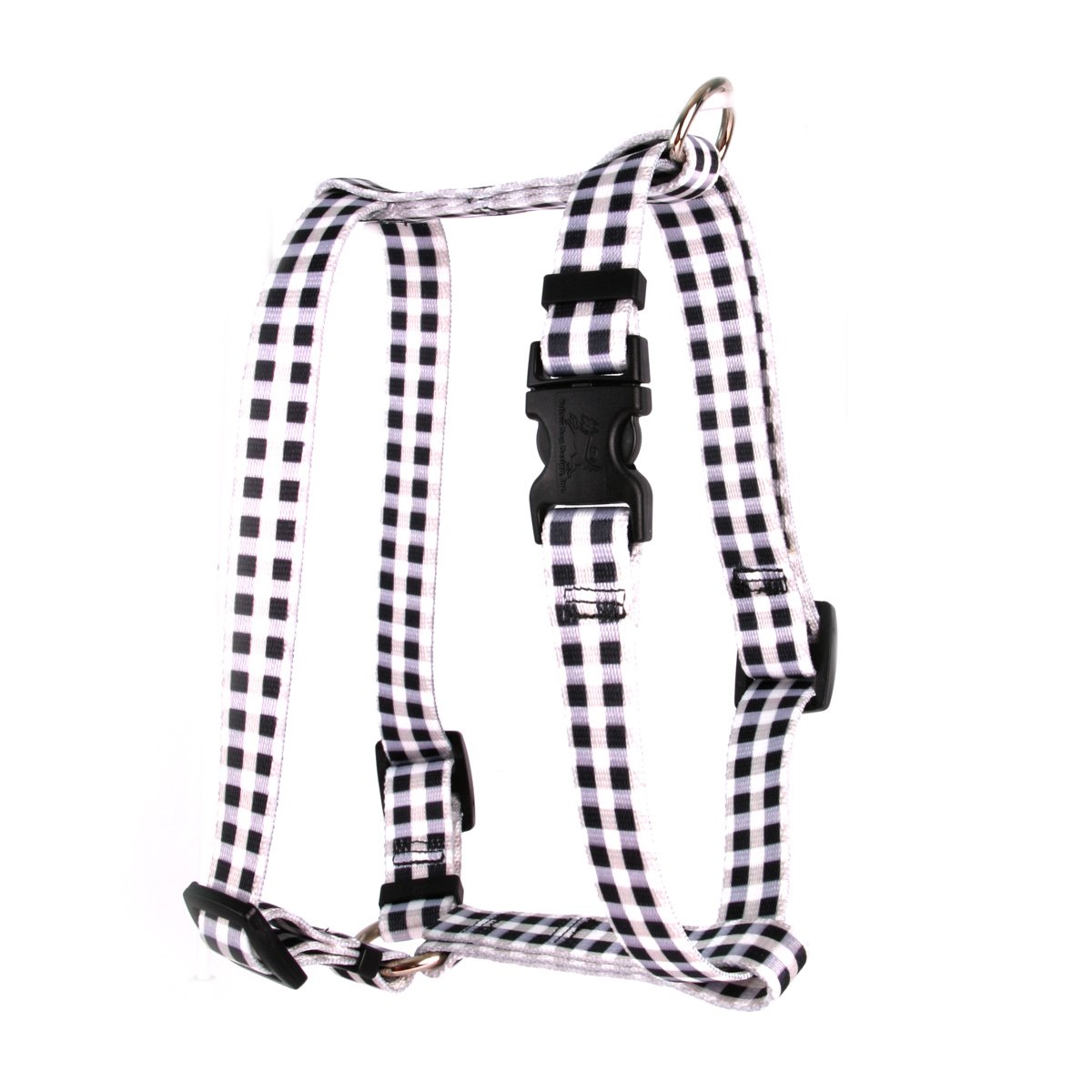 Yellow Dog Design Gingham Black Roman Style Small/Medium Dog Harness - Adjustable Pet Vest for Walking, Training & Outdoor Adventures