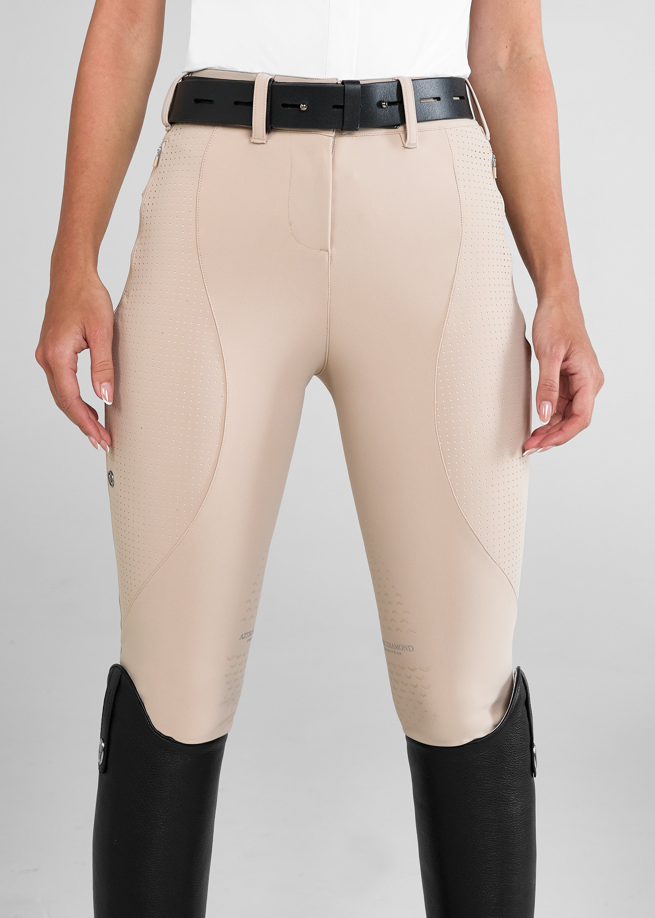Beige AD Performance Breeches - Equestrian Riding Pants for Women - Comfortable & Durable Horseback Riding Trousers for Training & Competition