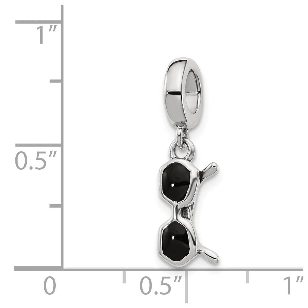 Elegant Black Bow Sterling Silver & Black Enamel Sunglasses Charm with Dangle Beads - Perfect for Jewelry Making, Sunglass Chains & Fashion Accessories