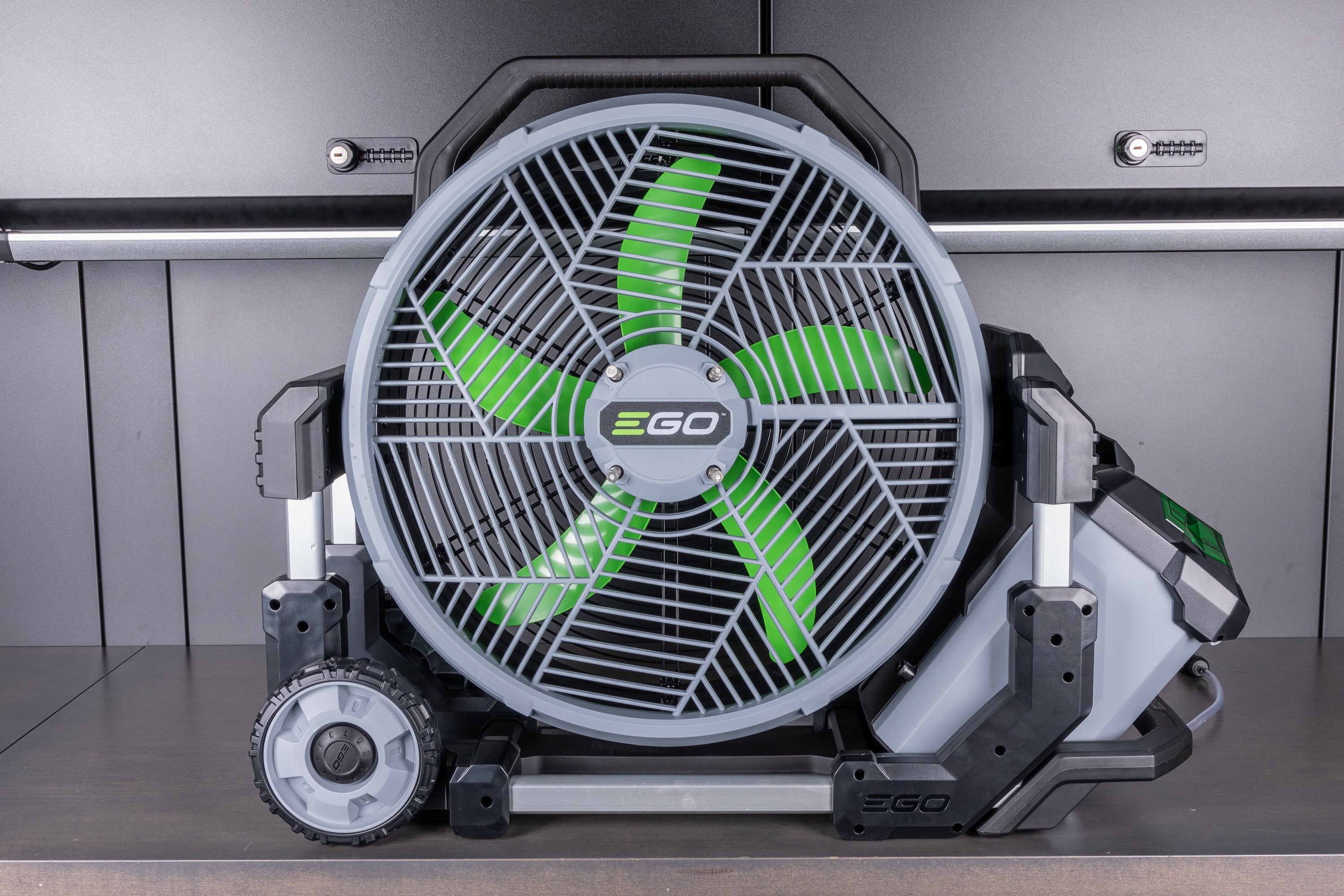 EGO 18-Inch Battery-Powered Misting Fan - Portable Outdoor Cooling Fan for Patio, Backyard, and Camping - High-Velocity Airflow with Adjustable Mist Settings