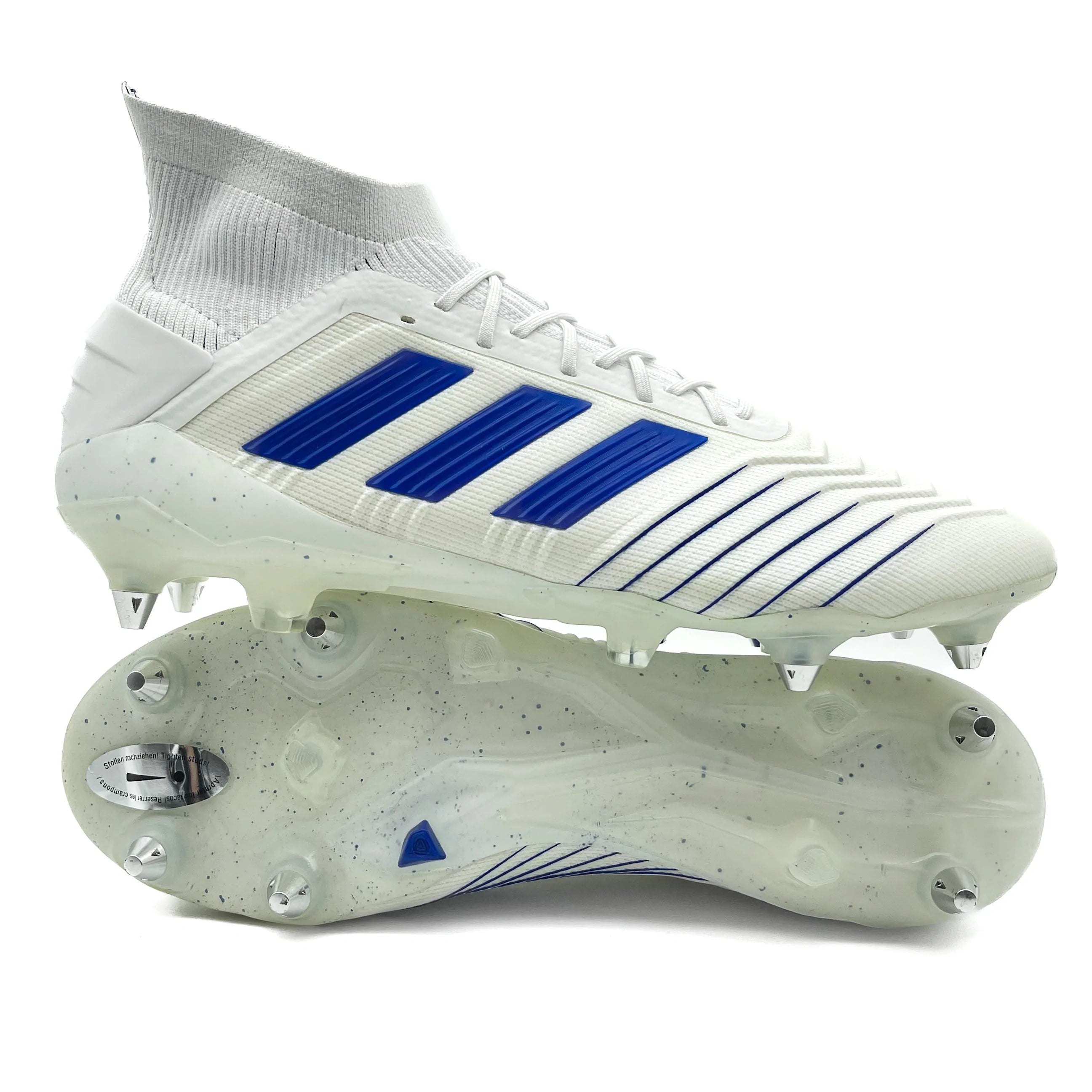 Adidas Predator 19.1 Firm Ground Soccer Cleats - White & Blue Football Shoes for Men | Perfect for Outdoor Matches & Training Sessions