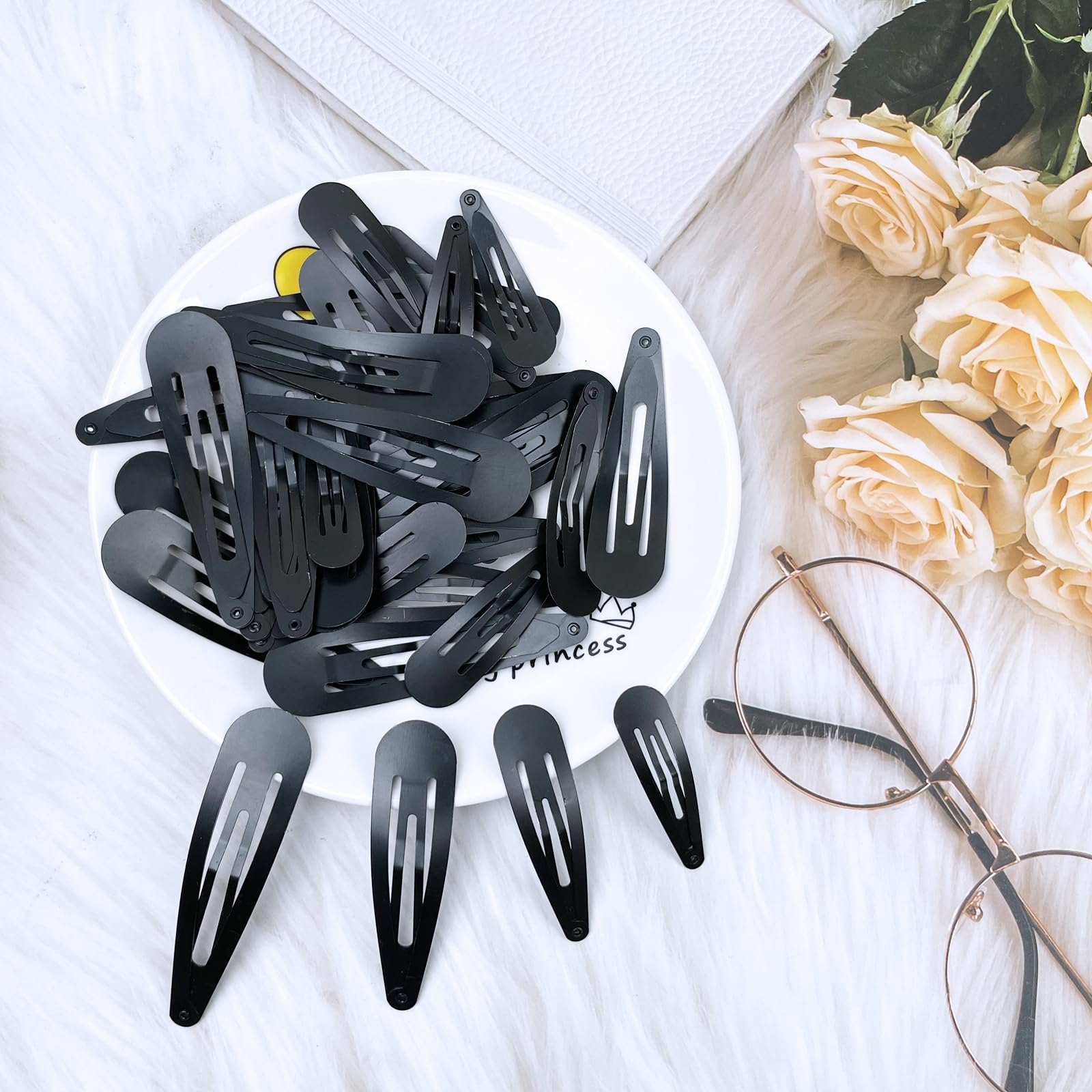 40-Piece Large Snap Hair Clips for Women & Girls - Non-Slip Metal Hair Barrettes with Storage Box (1.9