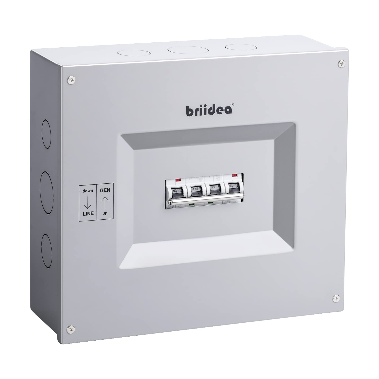 Briidea 60A/60A Manual Transfer Switch Panel for Portable Generators Up to 15,000 Watts - Prewired Transfer Switch Kit with 16 Pre-Drilled Holes for Easy Installation - Perfect for Home Backup Power During Outages & Emergency Power Supply