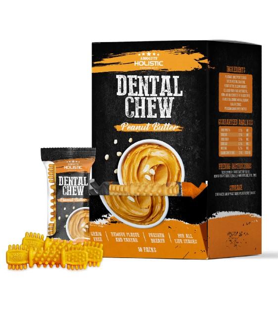 Absolute Holistic Dental Dog Chews - Peanut Butter Flavor | Natural Teeth Cleaning Treats for Dogs | Supports Oral Health & Fresh Breath | Perfect for Training, Rewards, and Daily Dental Care