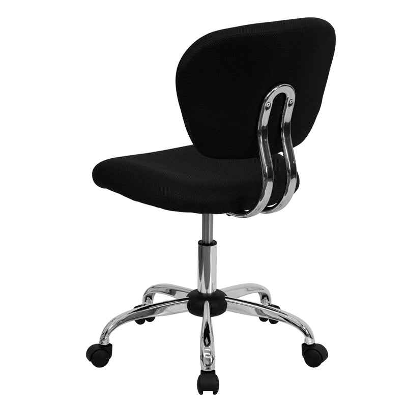 FLASH Beverly Mid Back Black Mesh Office Chair with Padded Seat, Swivel & Adjustable Height, Chrome Base & Arms - Ergonomic Desk Chair for Home & Office Workspace