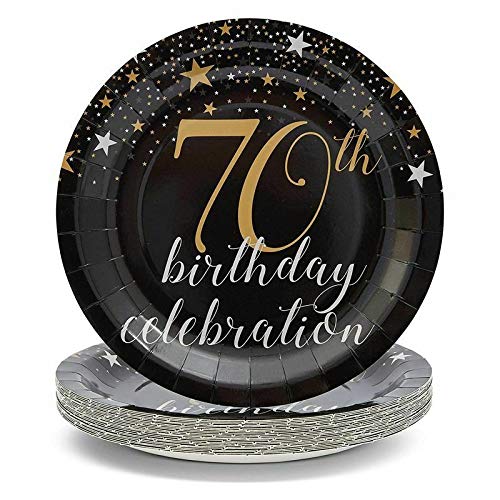 70th Birthday Party Supplies - Disposable Paper Plates and Napkins for 24 Guests - Elegant Decorations for Anniversary Celebration