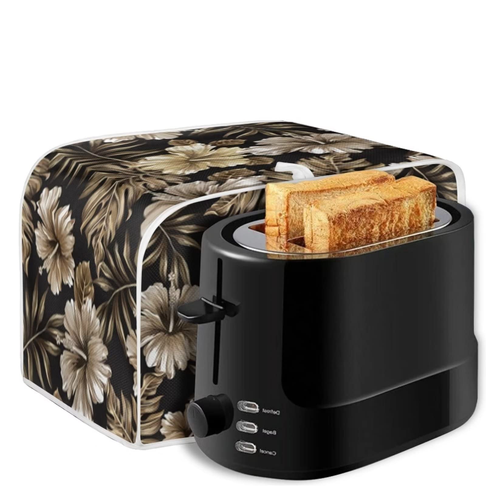 FKELYI 4-Slice Wide Slot Toaster Cover - Green Daisy Floral Print, Fingerprint Resistant Kitchen Appliance Protector for Toaster Ovens & Bread Makers | Perfect for Country Style Kitchens & Breakfast Stations