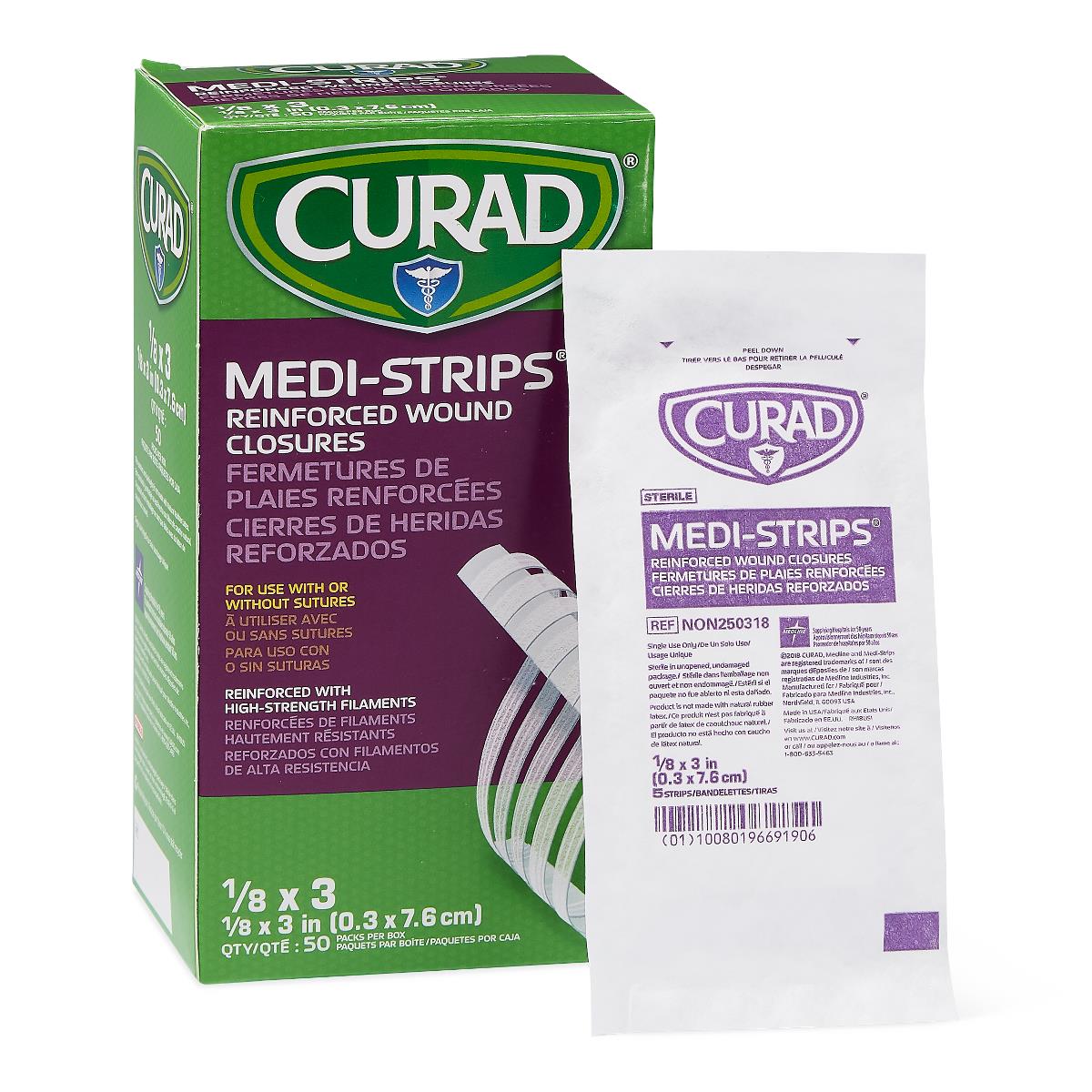 Medi Strip Wound Closure Strips - Sterile Adhesive Bandages for Cuts & Surgical Wounds - Box of 50 - First Aid Essential for Home, Travel & Emergency Kits