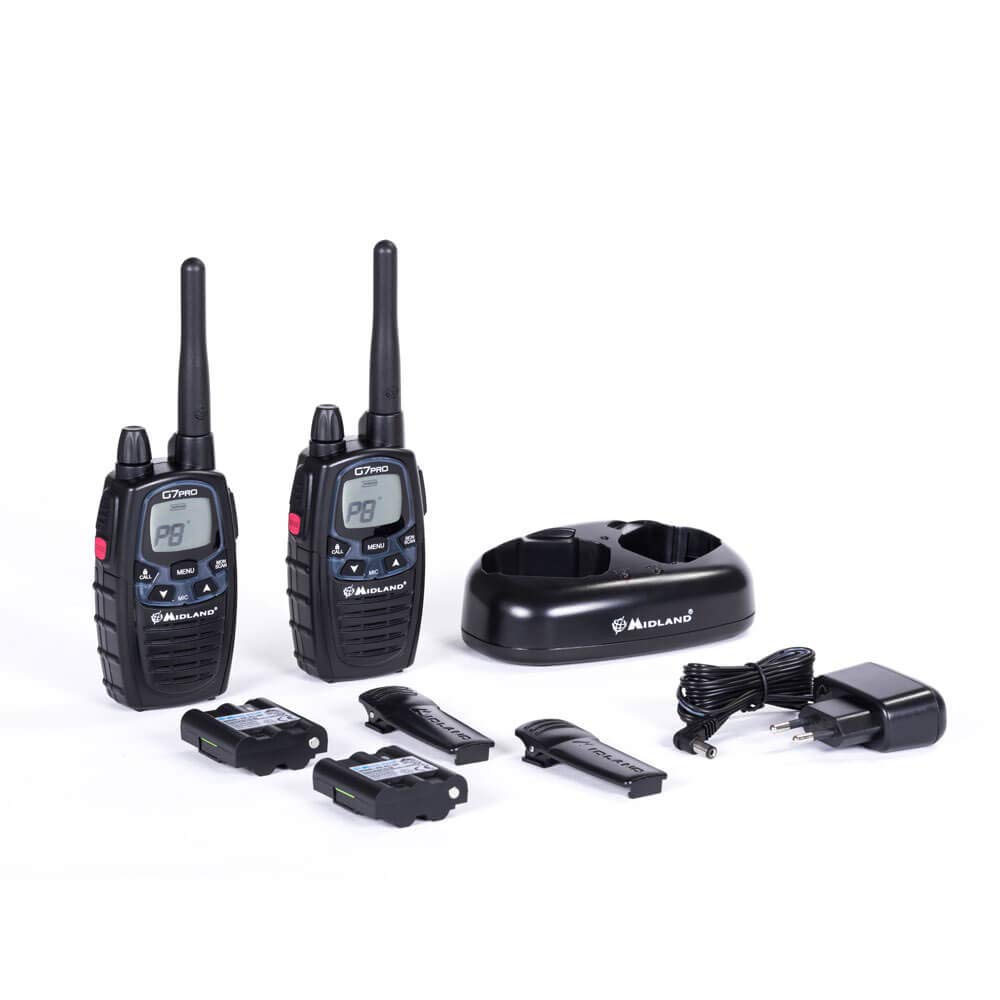 Midland G7E Pro Walkie Talkie Pair - 8 Channel Two-Way Radios, Black | Perfect for Outdoor Adventures, Hiking, Camping & Emergency Communication