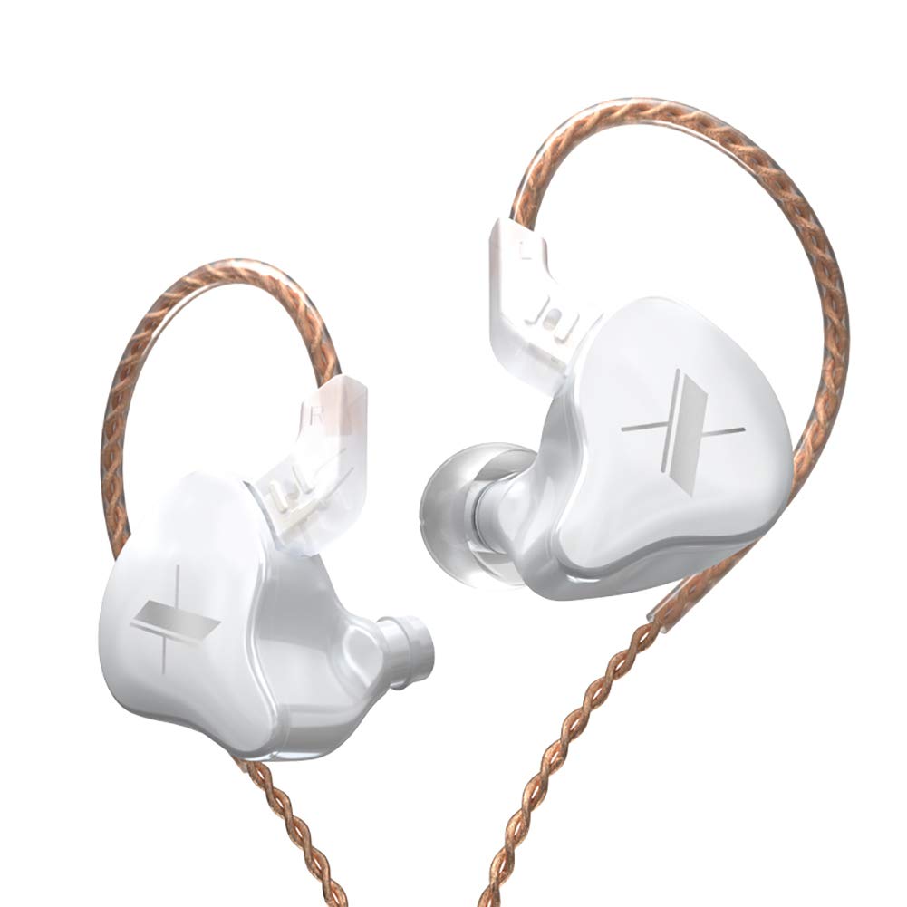 KZ EDX HiFi Stereo In-Ear Monitors - Professional Stage & Studio IEM Wired Earphones with Detachable 2Pin Cable, Noise Isolating Design for Musicians & Audiophiles (White, No Mic) - Perfect for Live Performances, Recording Sessions & Critical Listening