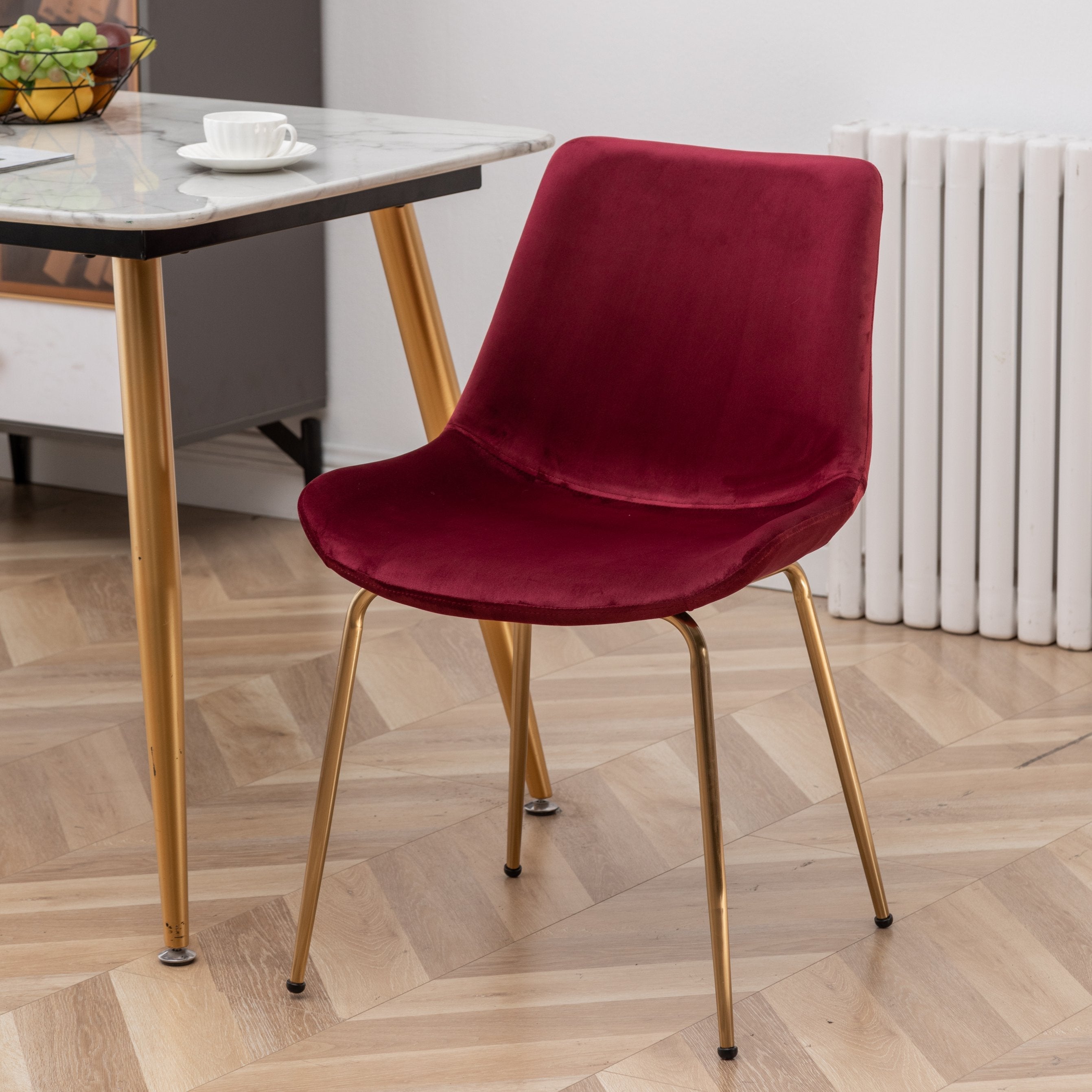 Roundhill Furniture Aufurr Modern Velvet Dining Chairs, Set of 2 - Mid-Century Style Upholstered Side Chairs for Dining Room, Kitchen, or Office