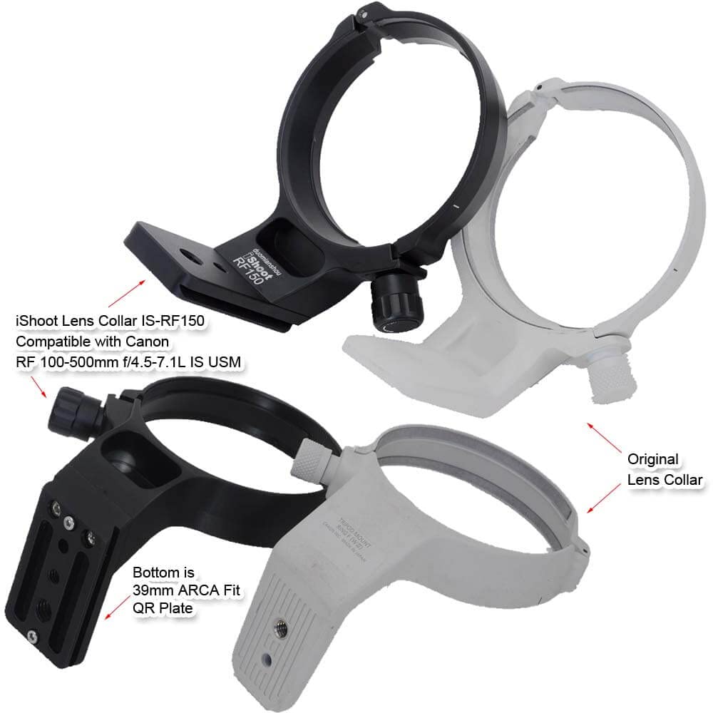 iShoot Tripod Mount Ring Lens Collar for Canon RF 100-500mm f/4.5-7.1L IS USM Lens - Arca-Swiss Compatible Quick Release Plate with Dovetail Groove - Perfect for Wildlife & Sports Photography