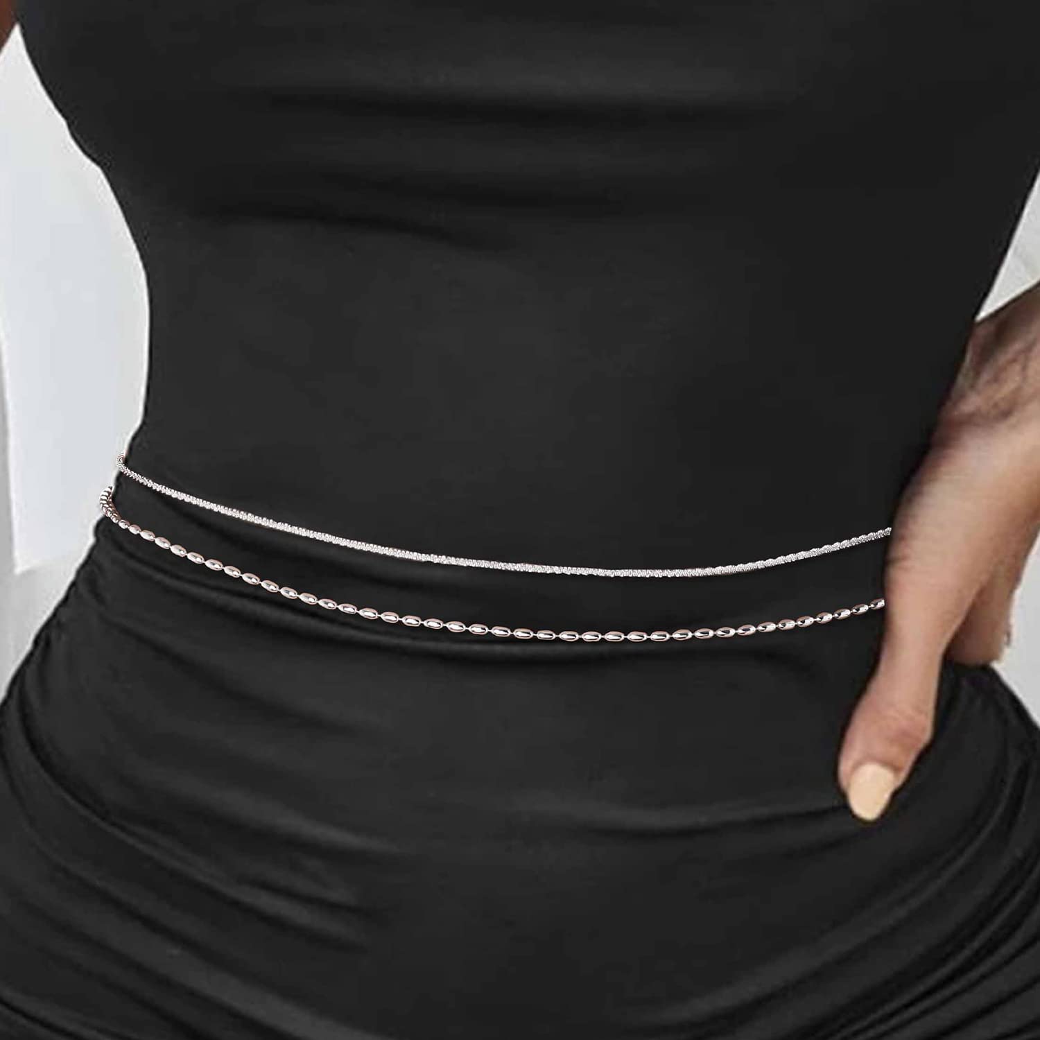 Layered Silver Beaded Waist Chain Gold Belly Chain Body Jewelry for Women - Perfect for Beach Parties, Festivals, and Summer Outfits