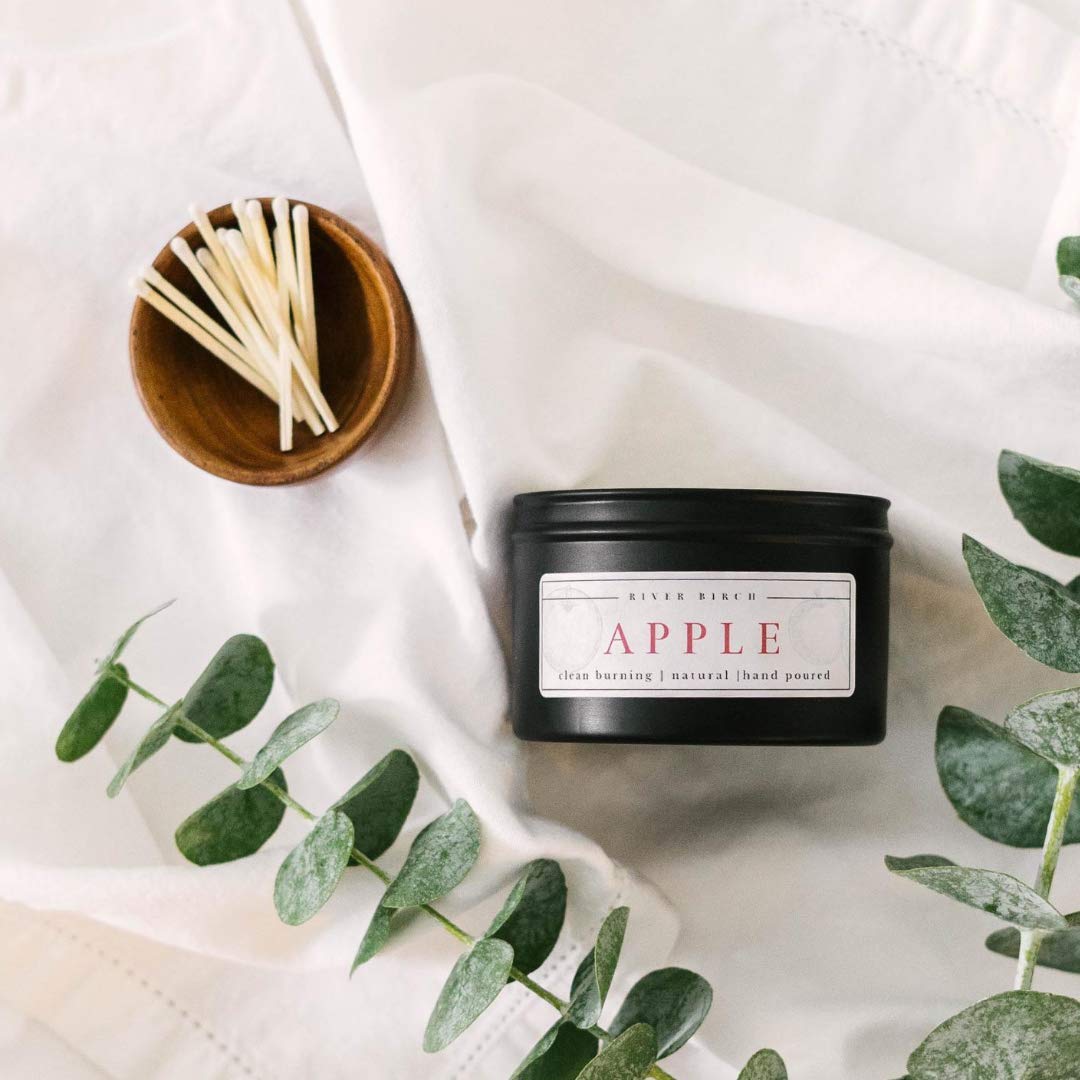 Premium Apple Scented Soy Candle - 8oz Natural Travel Tin for Home & Gifts