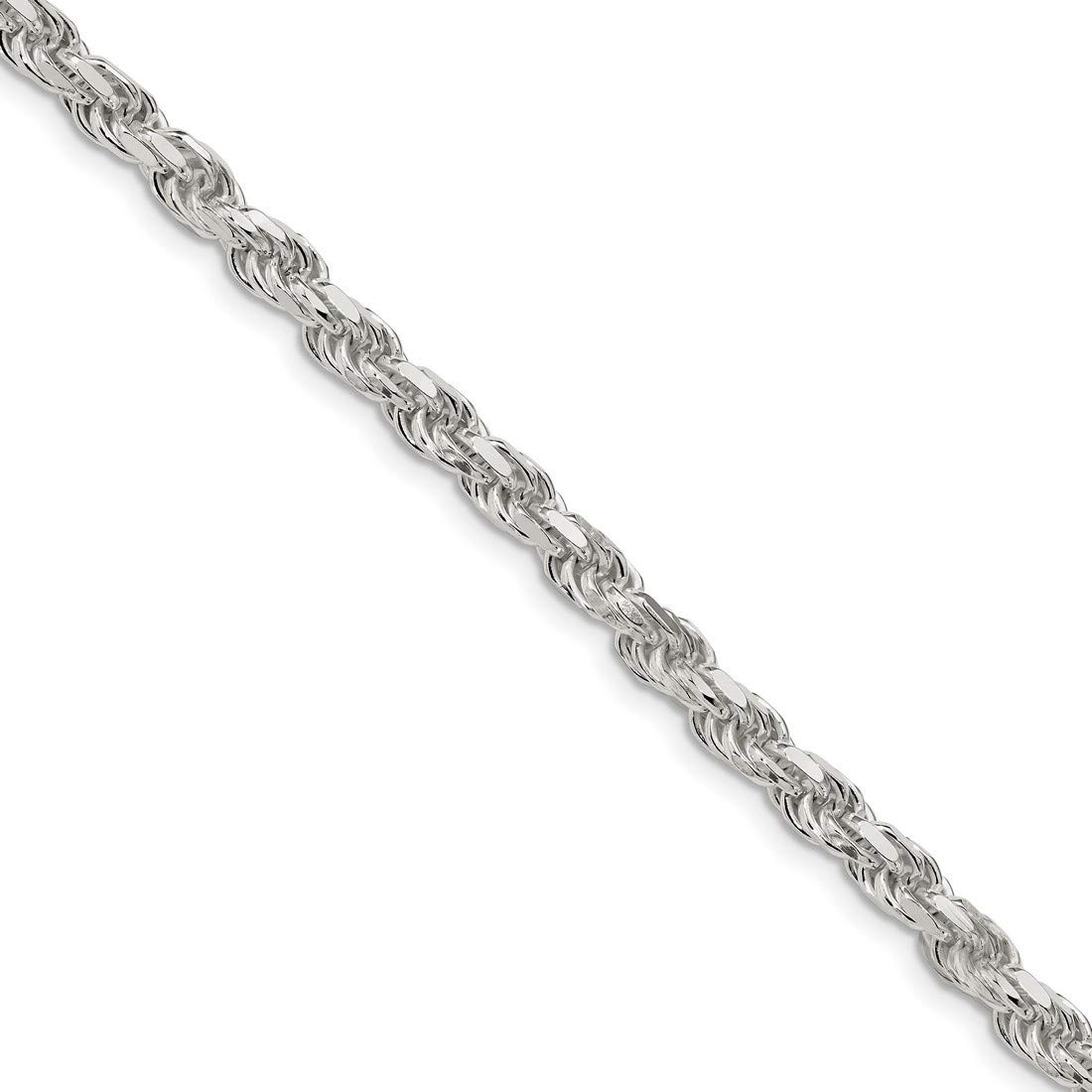 14K Sterling Silver Diamond-Cut Rope Chain Necklace, Bracelet or Anklet - Elegant Jewelry for Women & Men - Perfect for Gifts, Weddings & Everyday Wear