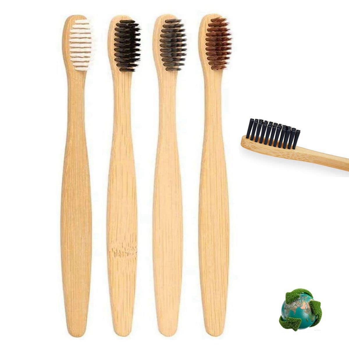 Eco-Friendly Kids Bamboo Toothbrushes 4 Pack | BPA-Free, Color-Safe Soft Bristles | Natural Bamboo Charcoal Toothbrush for Toddlers & Children | Biodegradable & Sustainable Oral Care - Perfect for Home, Travel & Eco-Conscious Families