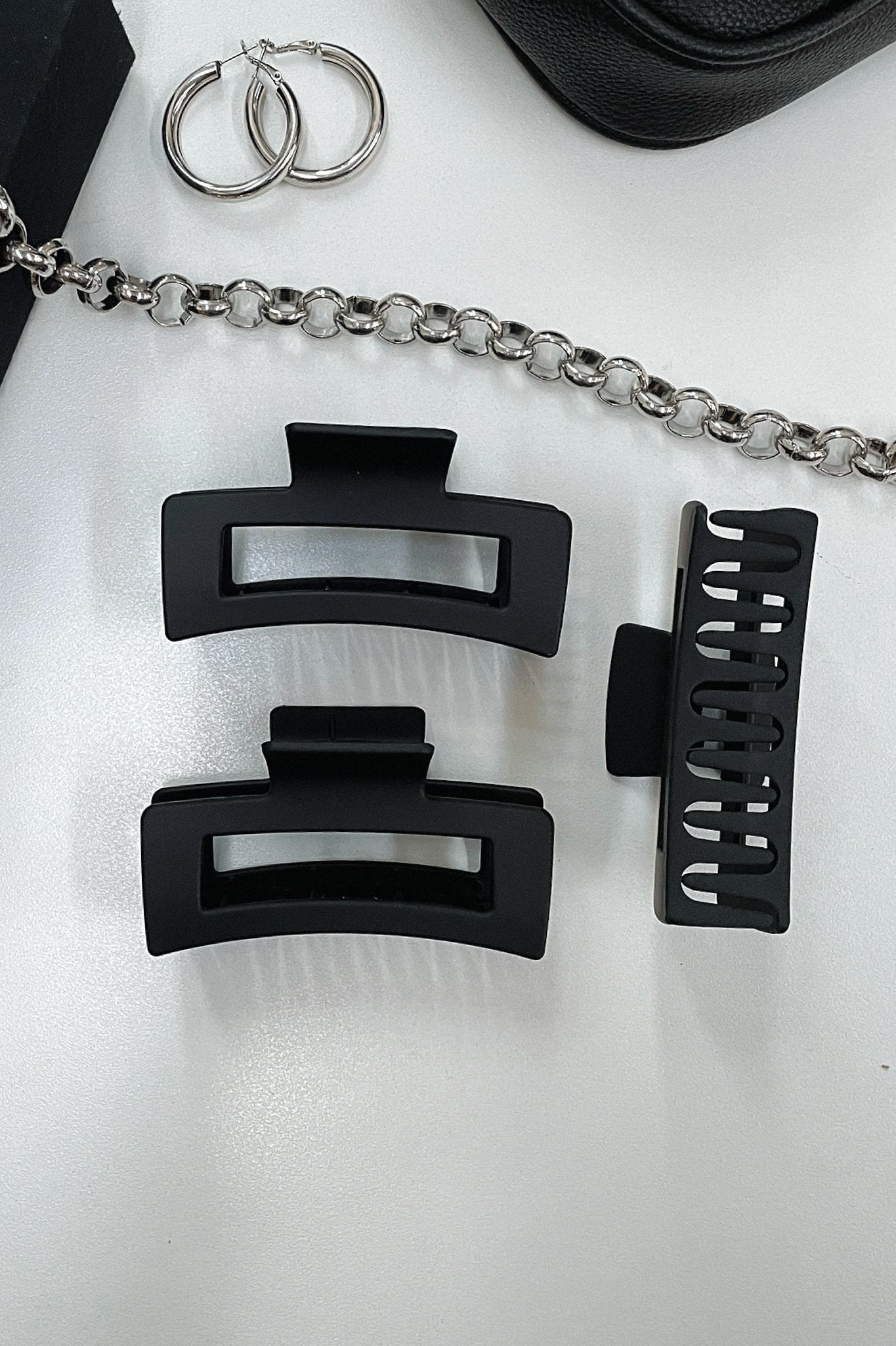 Mika Hair Claw Clip - Black | Strong Hold Hair Clips for Women | Perfect for Ponytails, Buns & Updos | Salon-Quality Hair Accessories