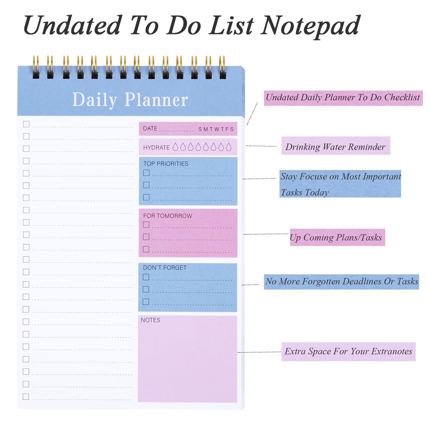 Premium Do List Notepad - 52 Sheets Undated Planner, 5.2