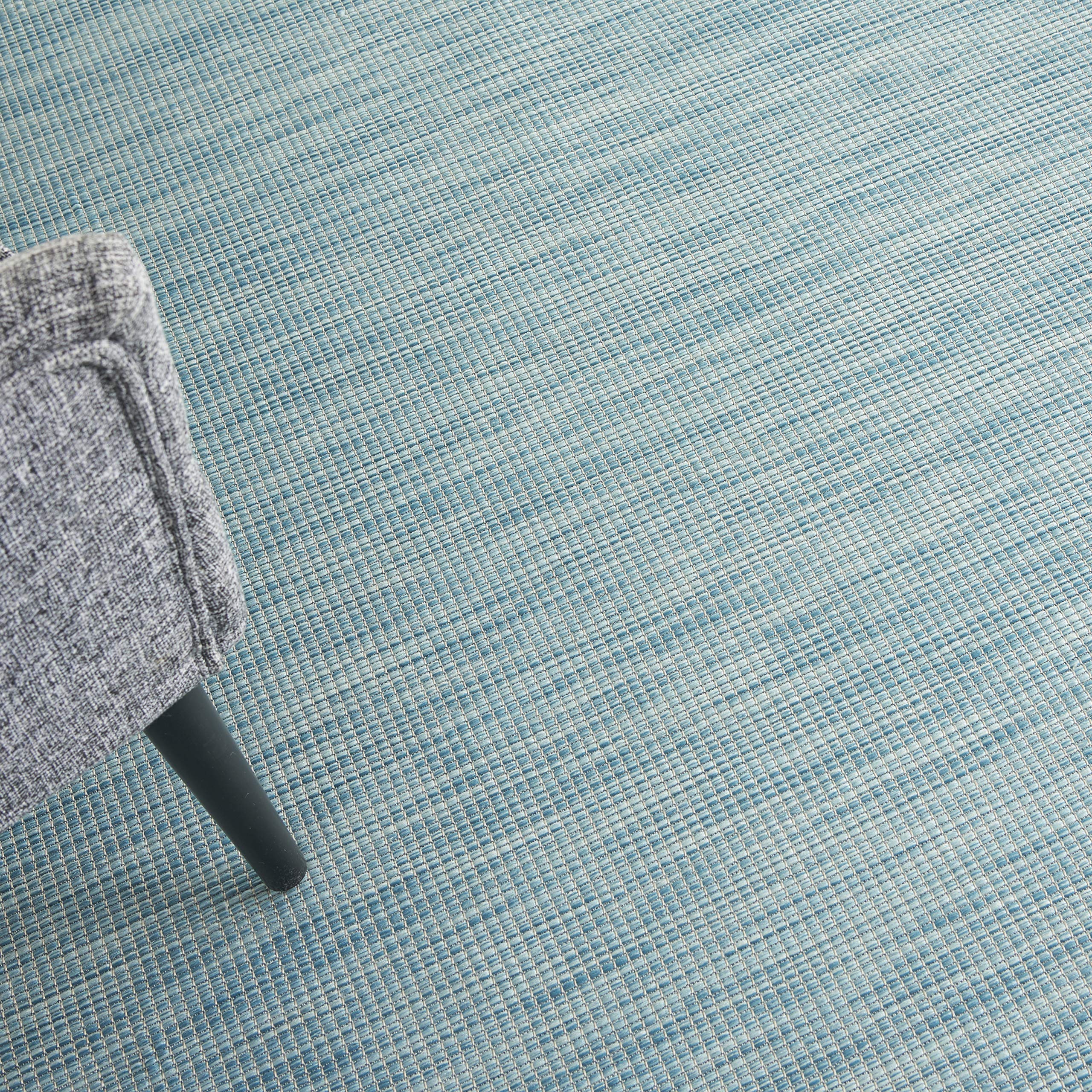 Nourison Positano 8' Round Indoor/Outdoor Area Rug in Aqua - Easy to Clean, Non-Shedding for Bedroom, Living Room, Dining Room - Perfect for Backyard, Deck, and Patio Use