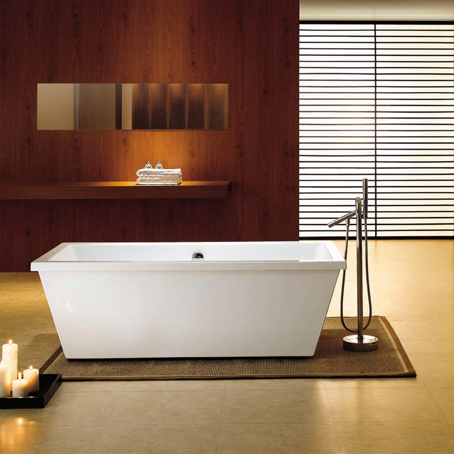 Aqua Eden 66 Inch Acrylic Freestanding Bathtub - Rectangular Double Ended Soaking Tub with Drain, Glossy White Finish | Perfect for Modern Bathroom & Spa Relaxation