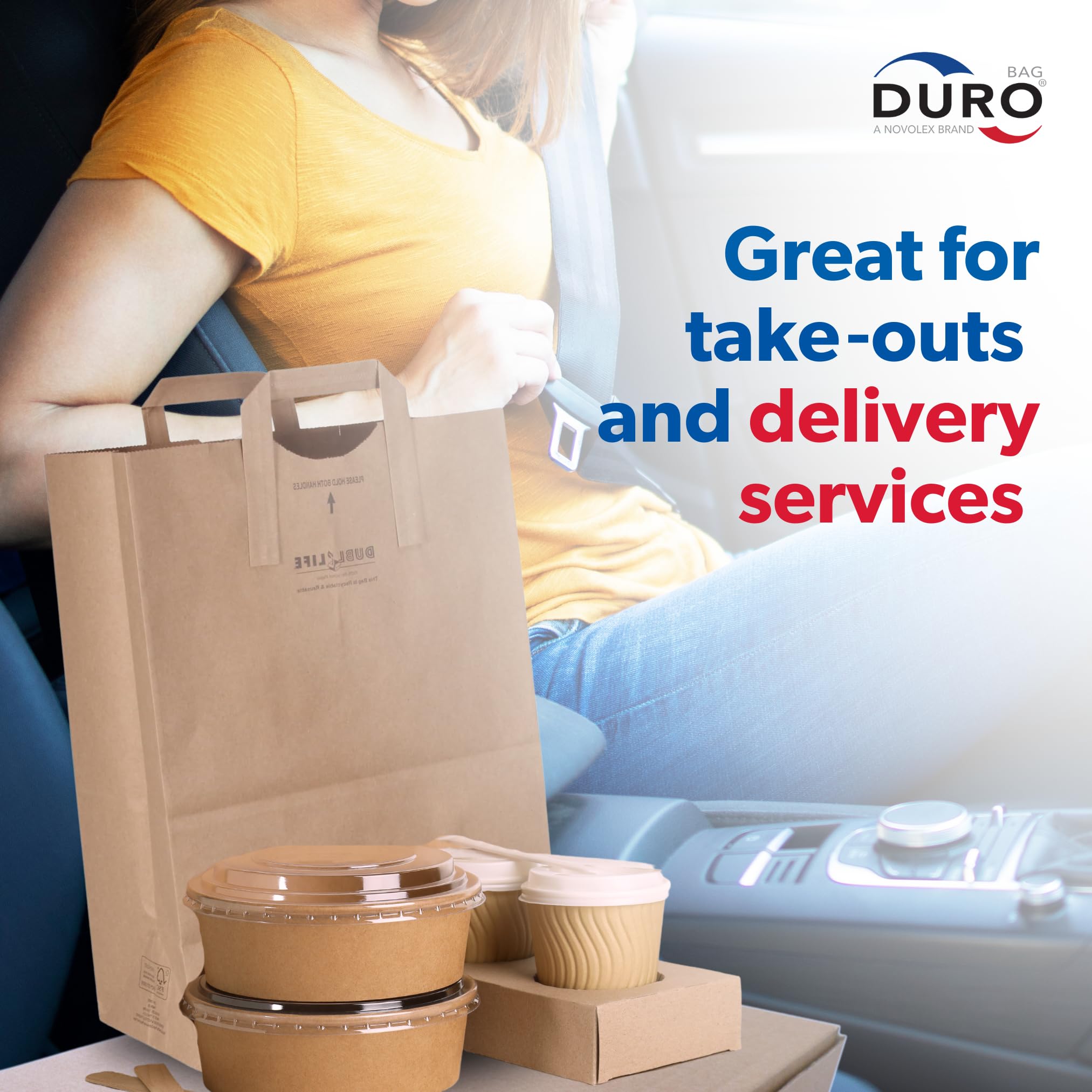 Duro 70# Large Brown Paper Bags with Handles - Bulk 300 Count (12x7x17 Inches) - Eco-Friendly Grocery Shopping Bags, Recycling Sacks for Retail Stores, Farmers Markets & Home Organization