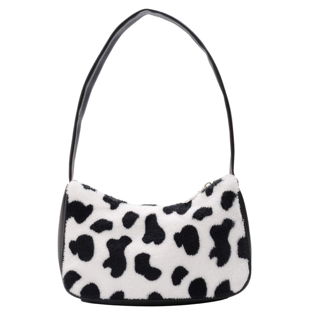 VALICLUD Women's Mini Shoulder Bag - Faux Fur Cow Print Clutch Purse for Everyday Use, Date Night & Parties | Crossbody Underarm Handbag for Women