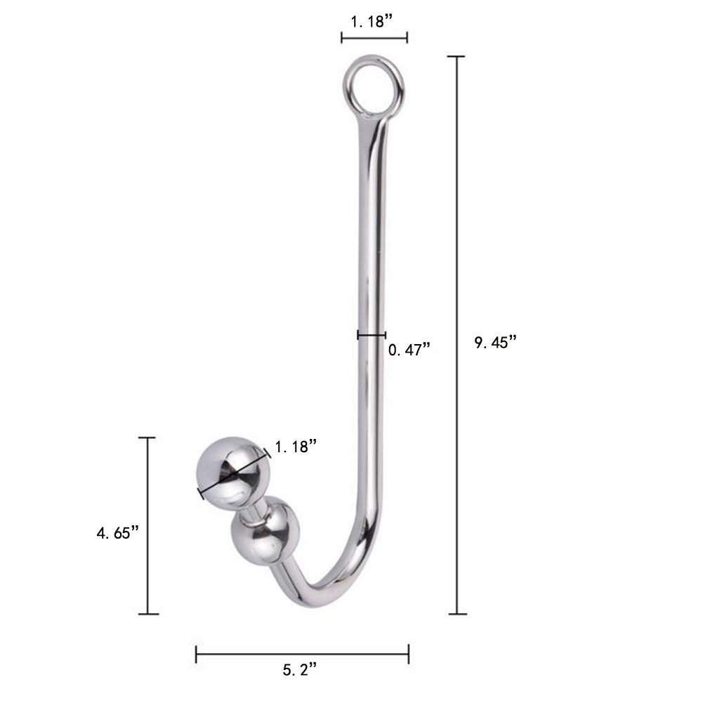 Stainless Steel Anal Hook with Double Balls & Ring - Unisex Adult Bondage Fetish Sex Toy for BDSM, Couples Play & Sensual Exploration