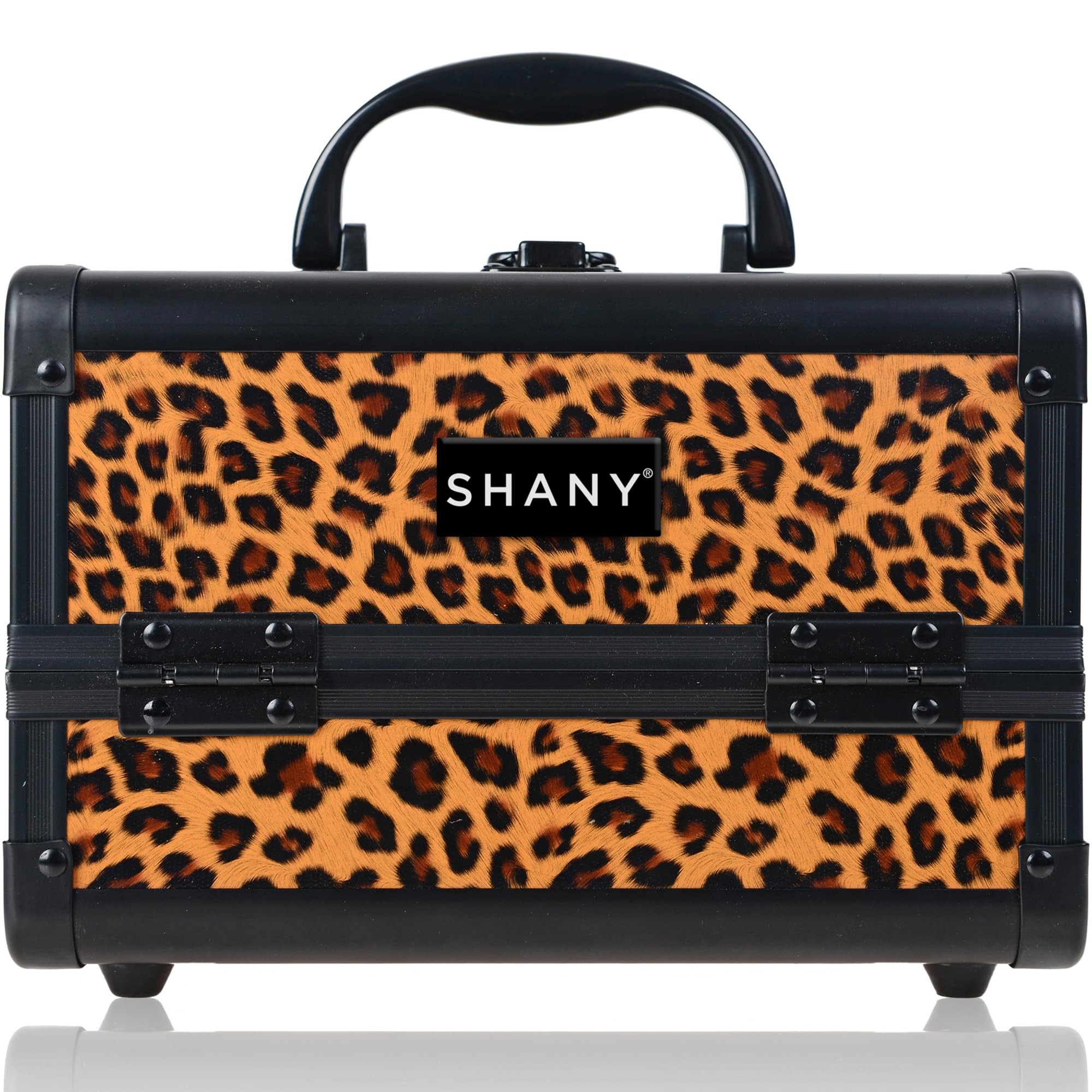 SHANY Chic Makeup Train Case - Portable Cosmetic Organizer with Lock, Multi-Tray Storage & Mirror for Beauty & Jewelry | Travel, Salon & Professional Use - Lost Cheetah Design