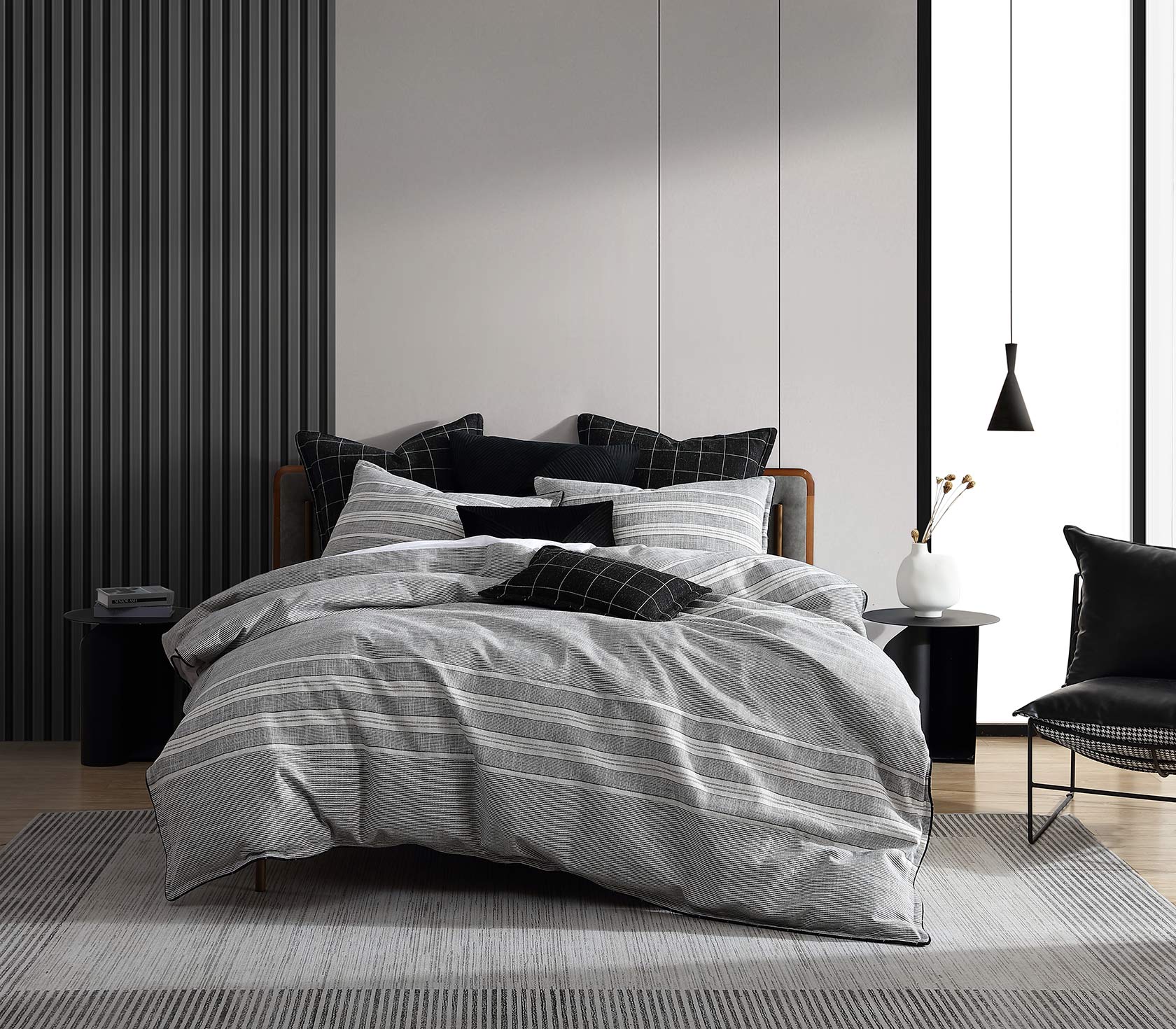 Private Collection Fitzgerald Coal Quilt Cover Set - Premium Soft Bedding Set for Queen/King Size Beds - Perfect for Cozy Bedrooms, Guest Rooms & Luxury Hotels