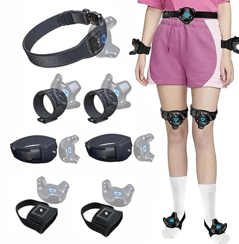 Skywin VR Full Body Tracking Bundle (1 Tracker Belt, 2 Hand Straps, 2 Foot Straps, 2 Leg Straps) for HTC Vive Trackers - Enhanced Immersive VR Gaming Experience for Beat Saber, VRChat & Fitness Apps